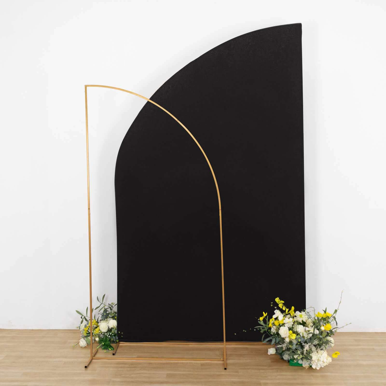 Exclusive 8ft Black Spandex Fitted Cover for Half Moon Wedding Arch Backdrop Stand