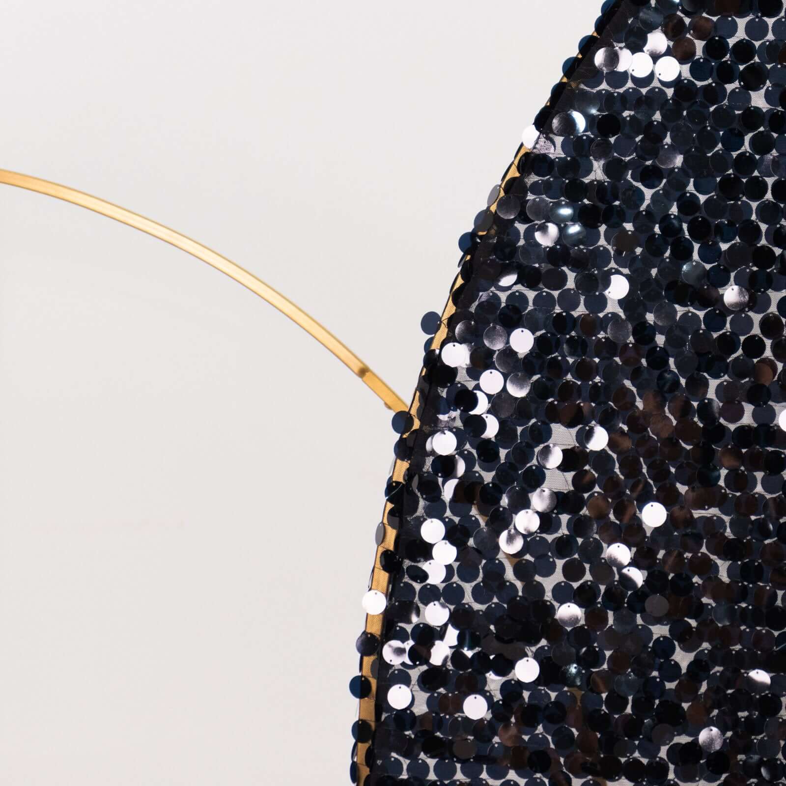 7ft Black Double-Sided Payette Sequin Chiara Cover for Half-Moon Wedding Backdrop Stand