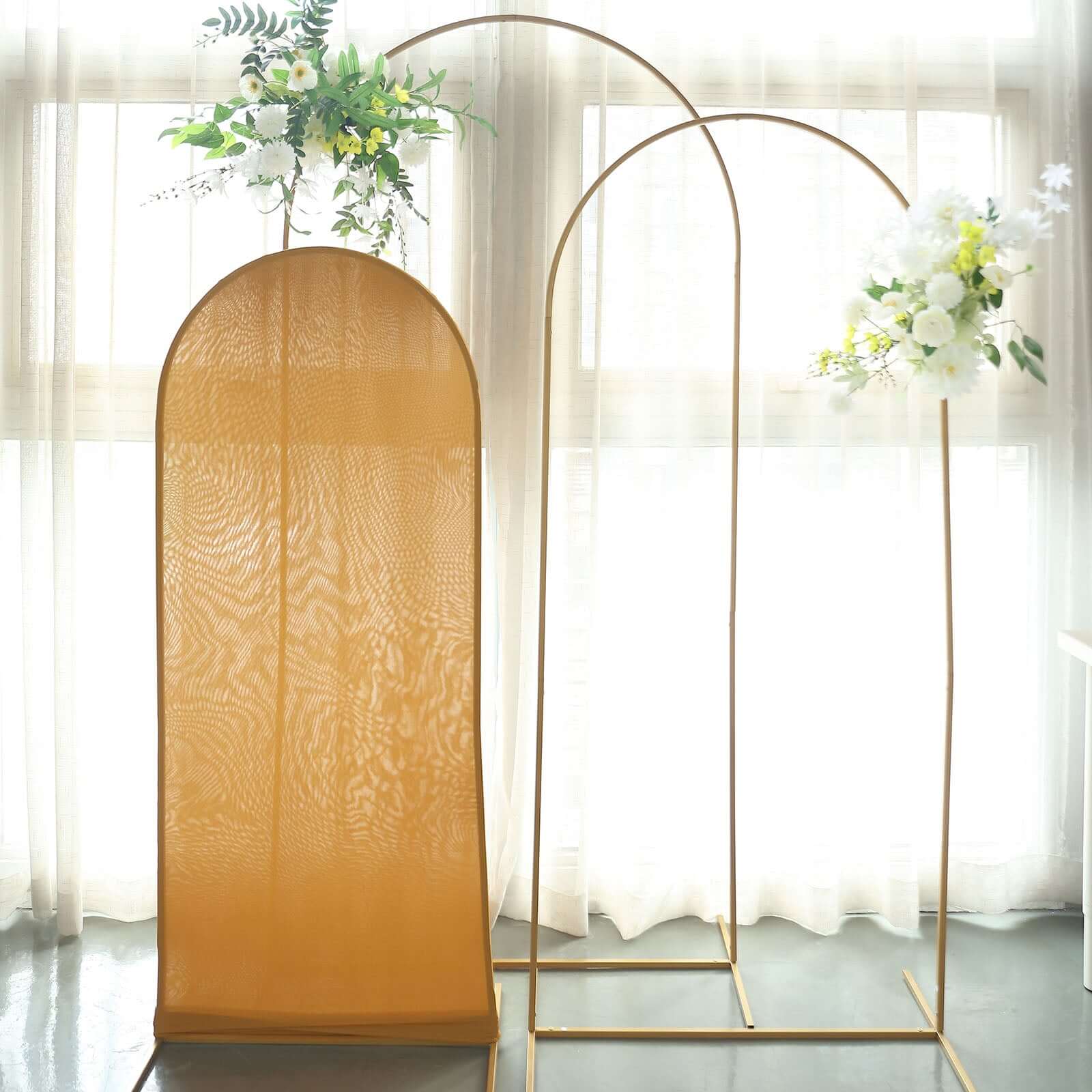 Hot! 5ft Matte Gold Spandex Fitted Cover for Round Top Wedding Arch