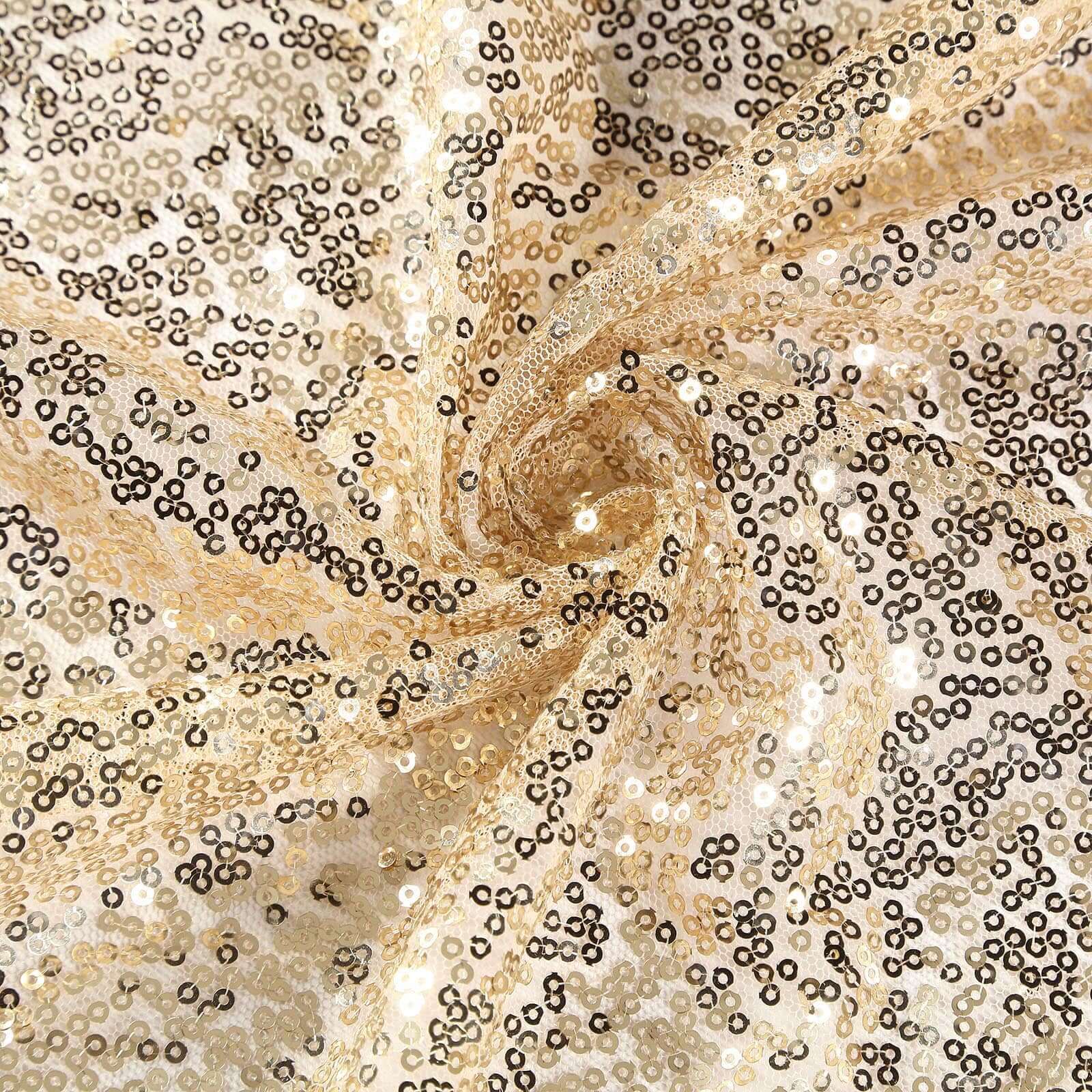 Champagne Sequin Table Runner with Glittering 12x108 Design