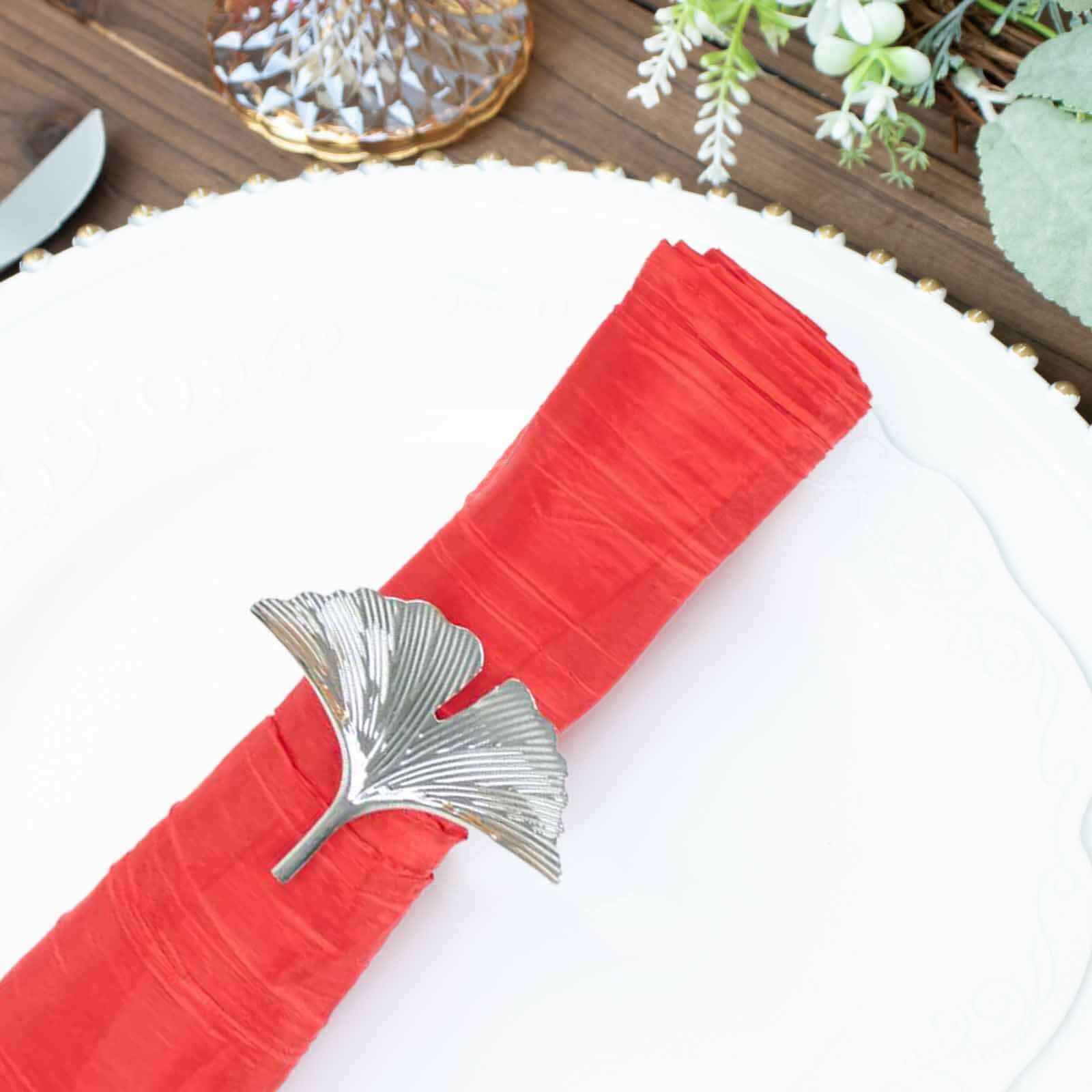 Hot Deal! 5-Pack Red 20x20 Accordion Crinkle Taffeta Dinner Napkins