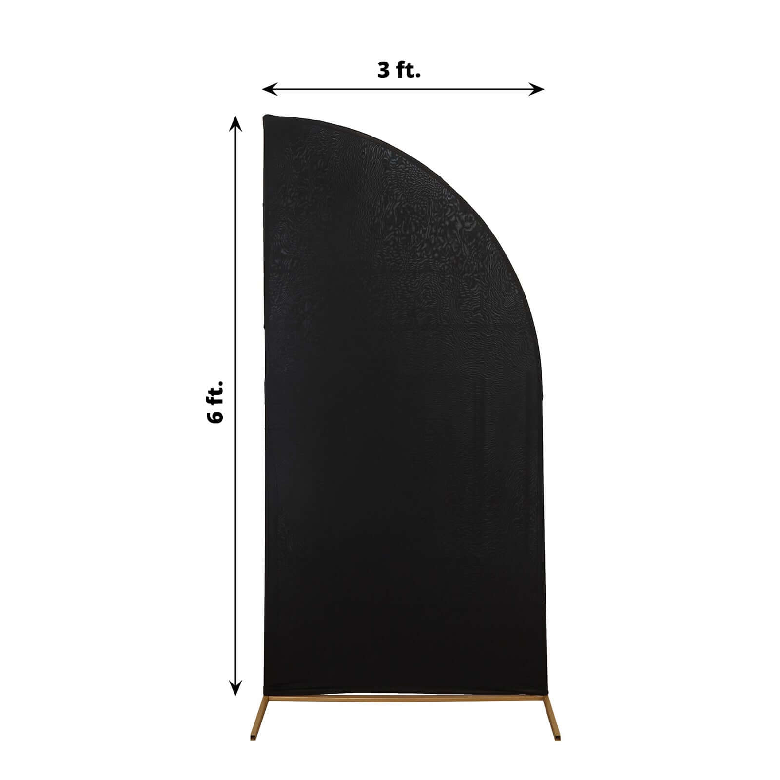 Hot Sale! Custom-Fitted 6ft Matte Black Spandex Half Moon Chiara Wedding Arch Backdrop Stand Cover
