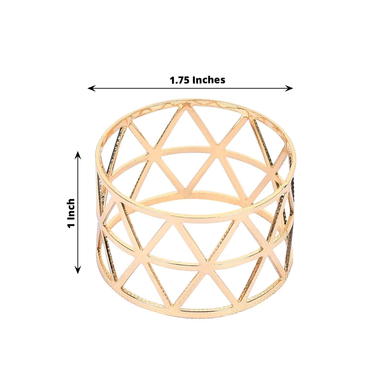 5-Piece Set of Stunning Metallic Gold Geometric Paper Napkin Rings