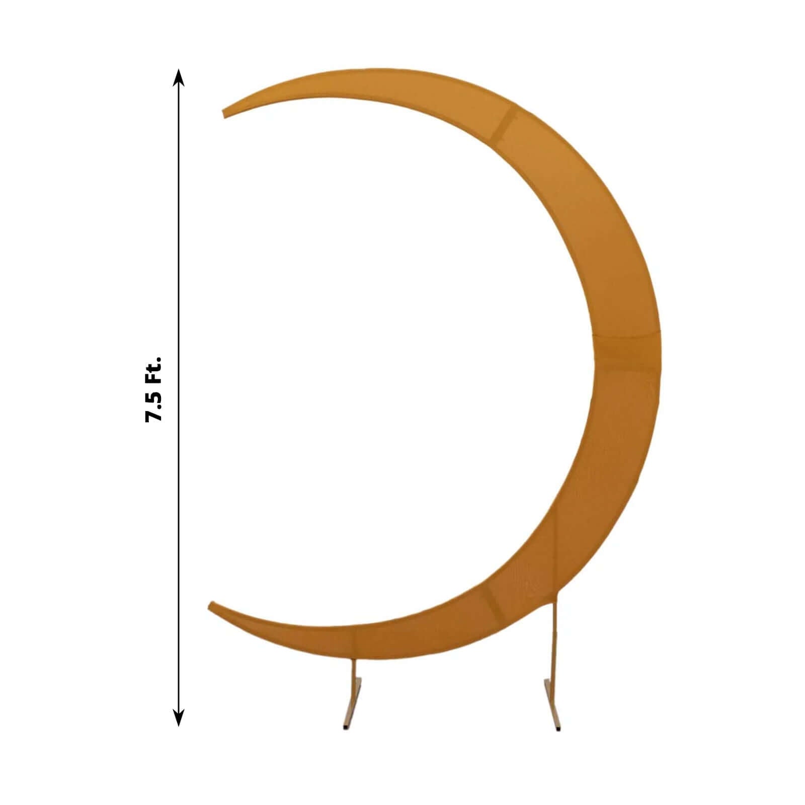 Custom-Fitted 7.5ft Gold Spandex Cover for Crescent Moon Wedding Arch Stand
