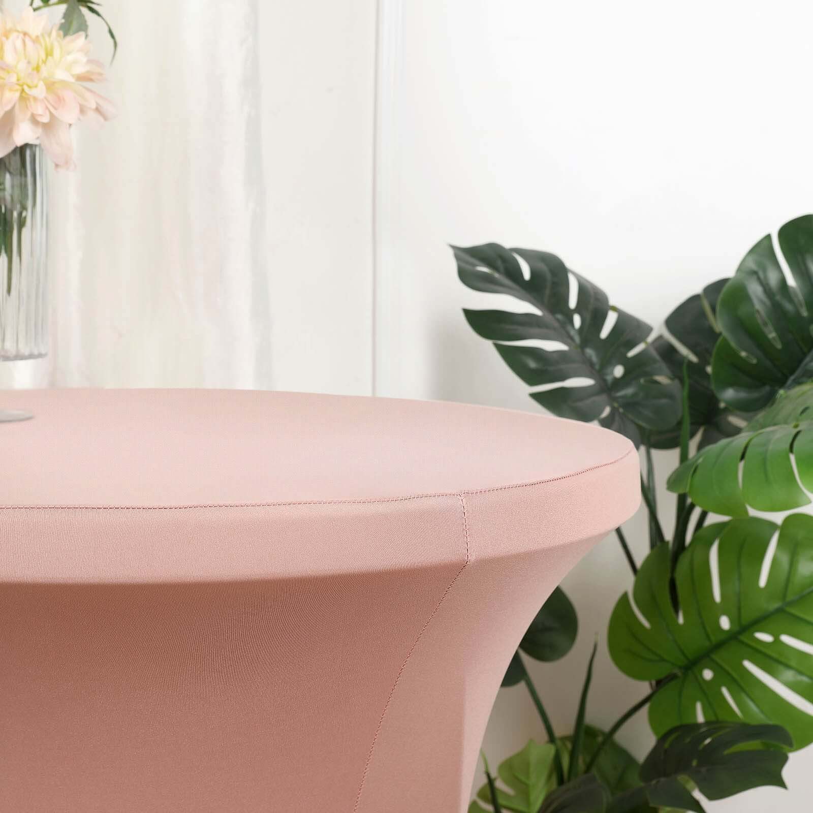 Stretchable Dusty Rose Spandex Cocktail Table Cover for 24 - 32 Dia Tables