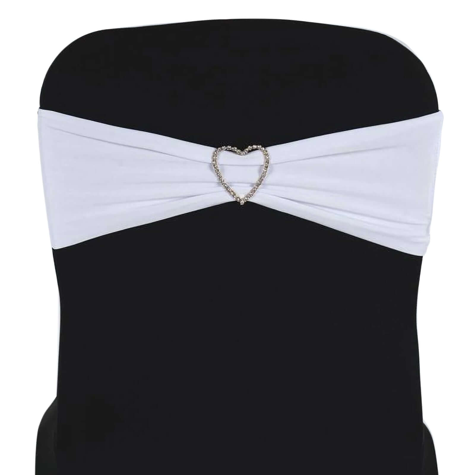 5-Pack White Stretch Spandex Chair Sashes - Heavy Duty, Fitted Finish