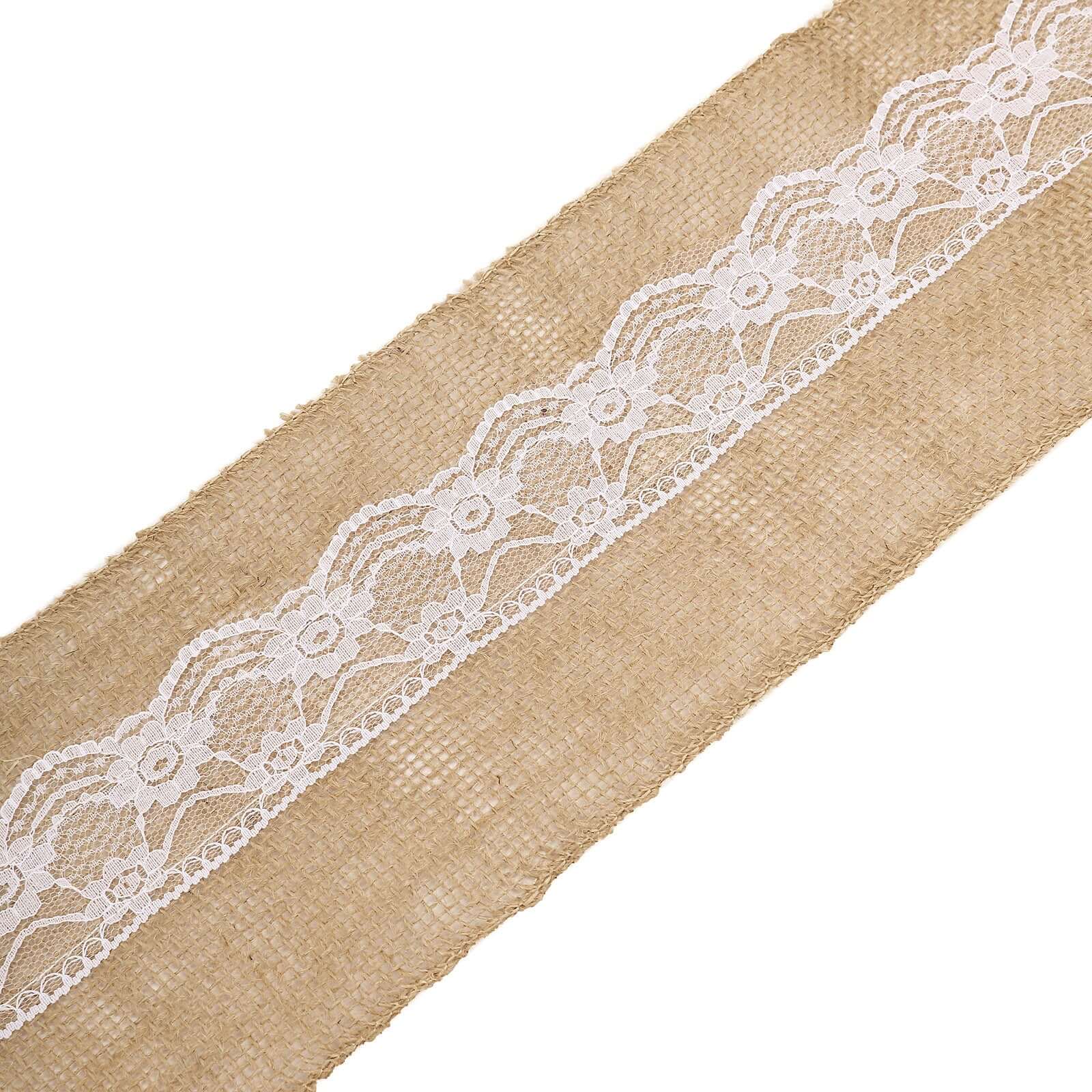 Hot Sale! Natural Burlap & Lace Chair Sash for Weddings & Gatherings