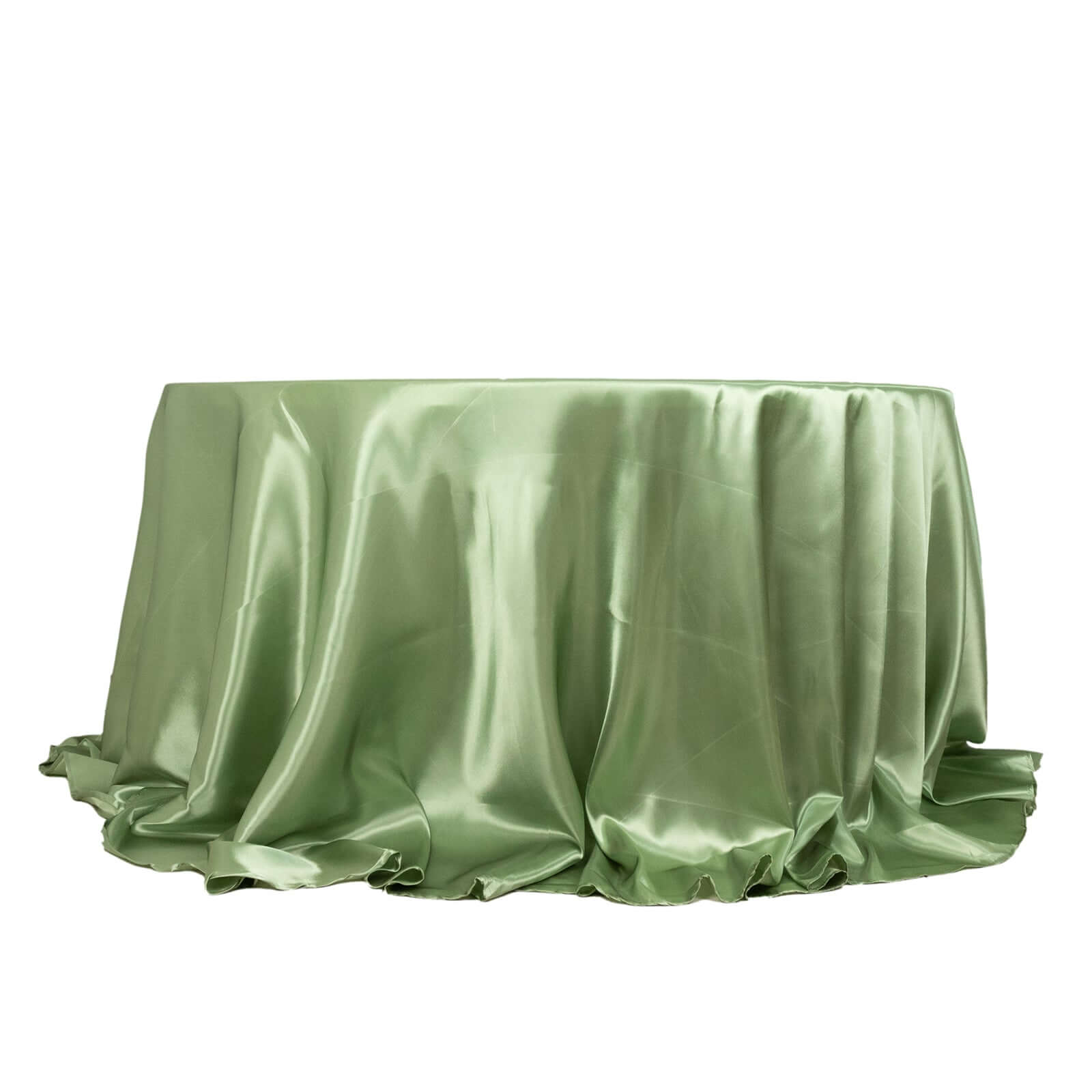Hot! Sage Green Satin 132" Round Seamless Tablecloth - Stylish Cover
