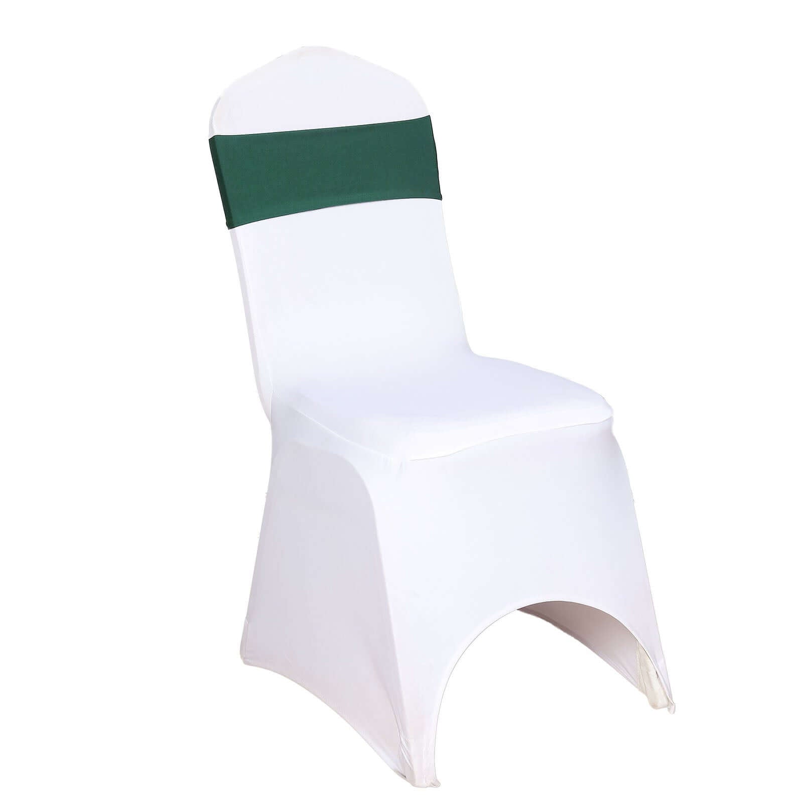 5-Pack Hunter Emerald Green Stretch Spandex Chair Sashes - Heavy Duty for Events