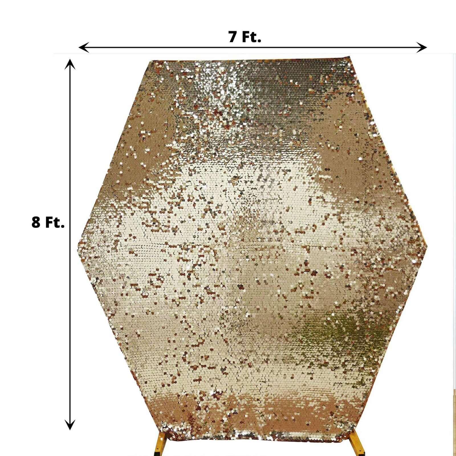 Hot! 8ft x 7ft Gold Payette Sequin Sparkly Hexagon Backdrop Cover
