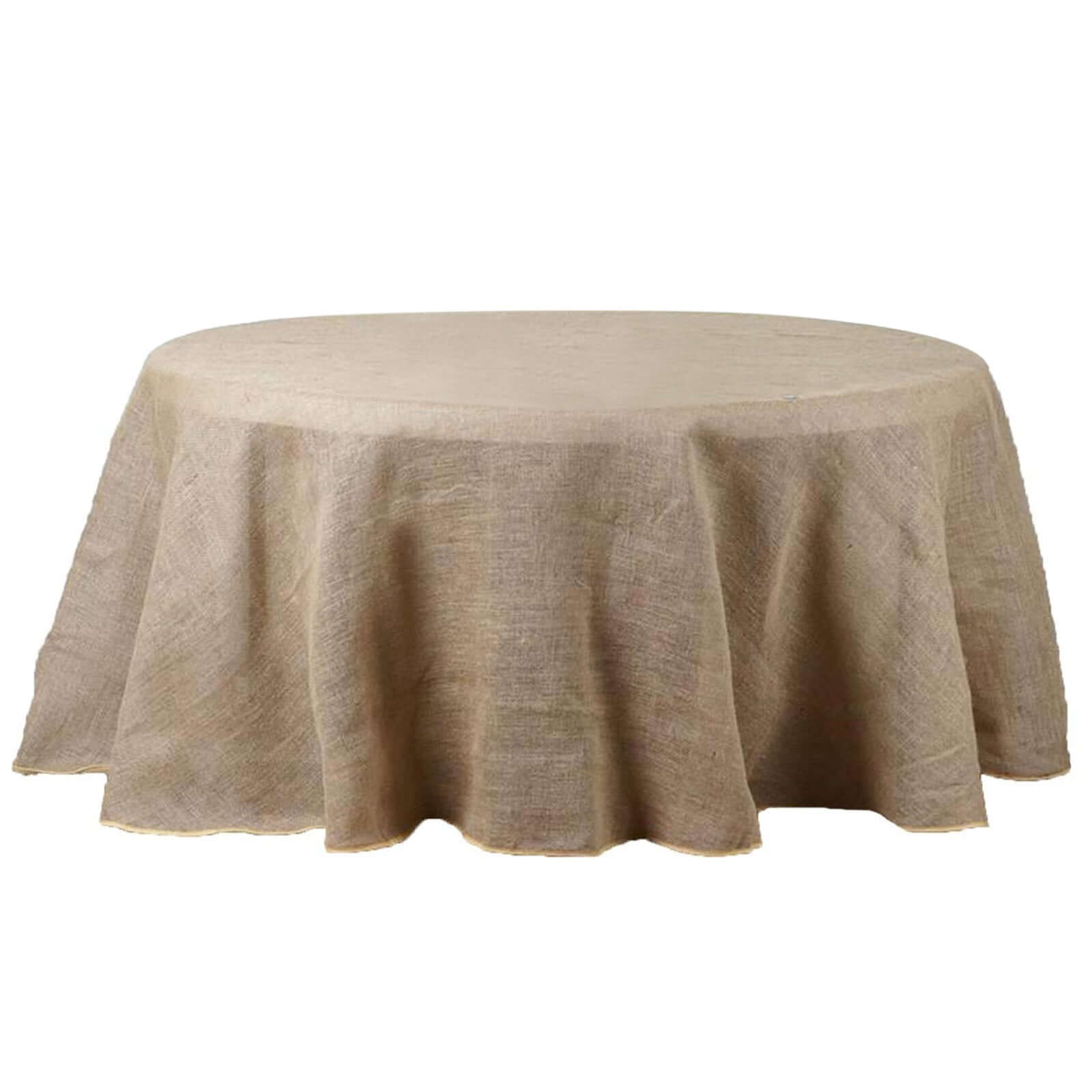 Get This Natural 108-inch Round Burlap Jute Tablecloth for Rustic Boho Chic Decor