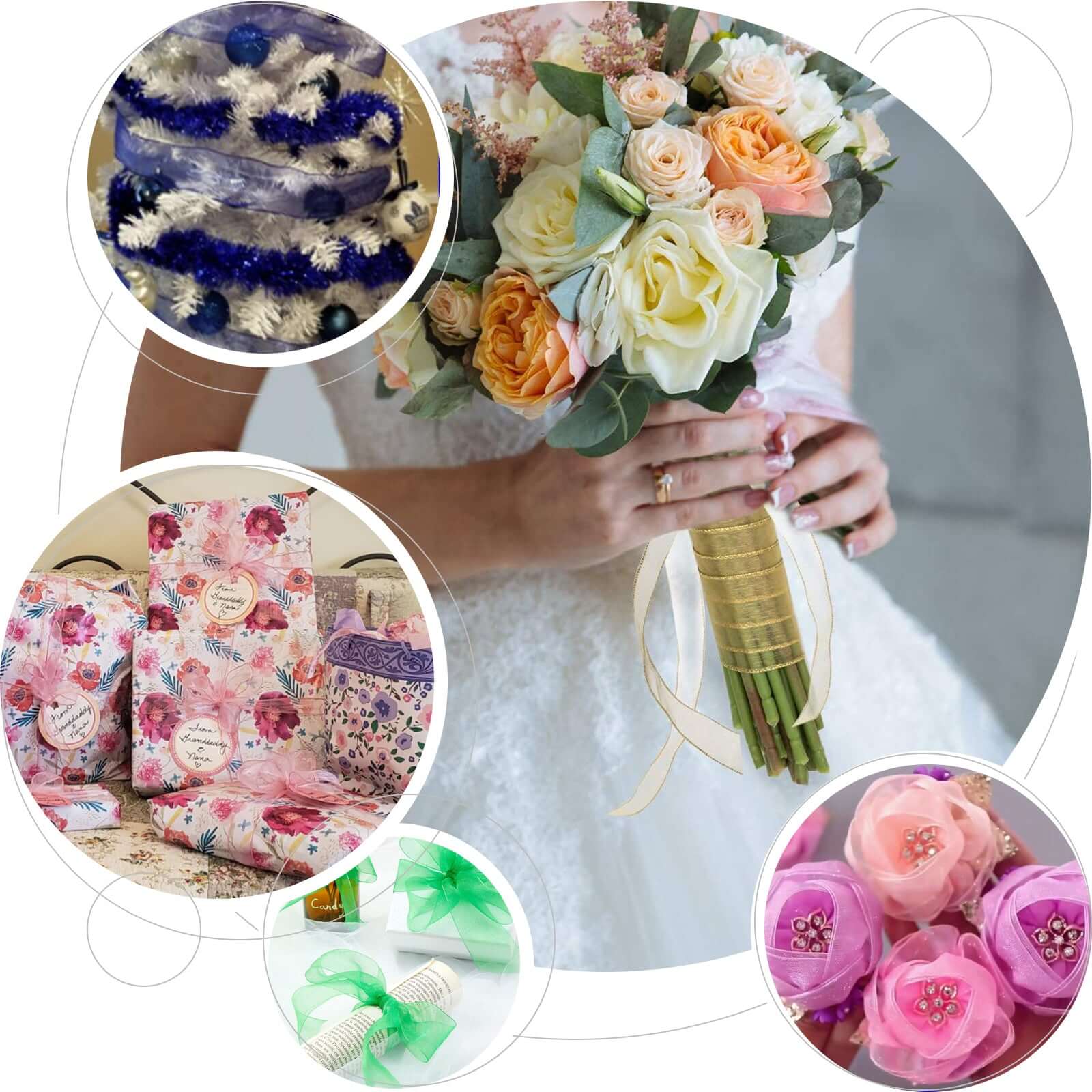 10-Yard 1.5" White Sheer Organza Wired Edge Ribbon - Perfect for Decor