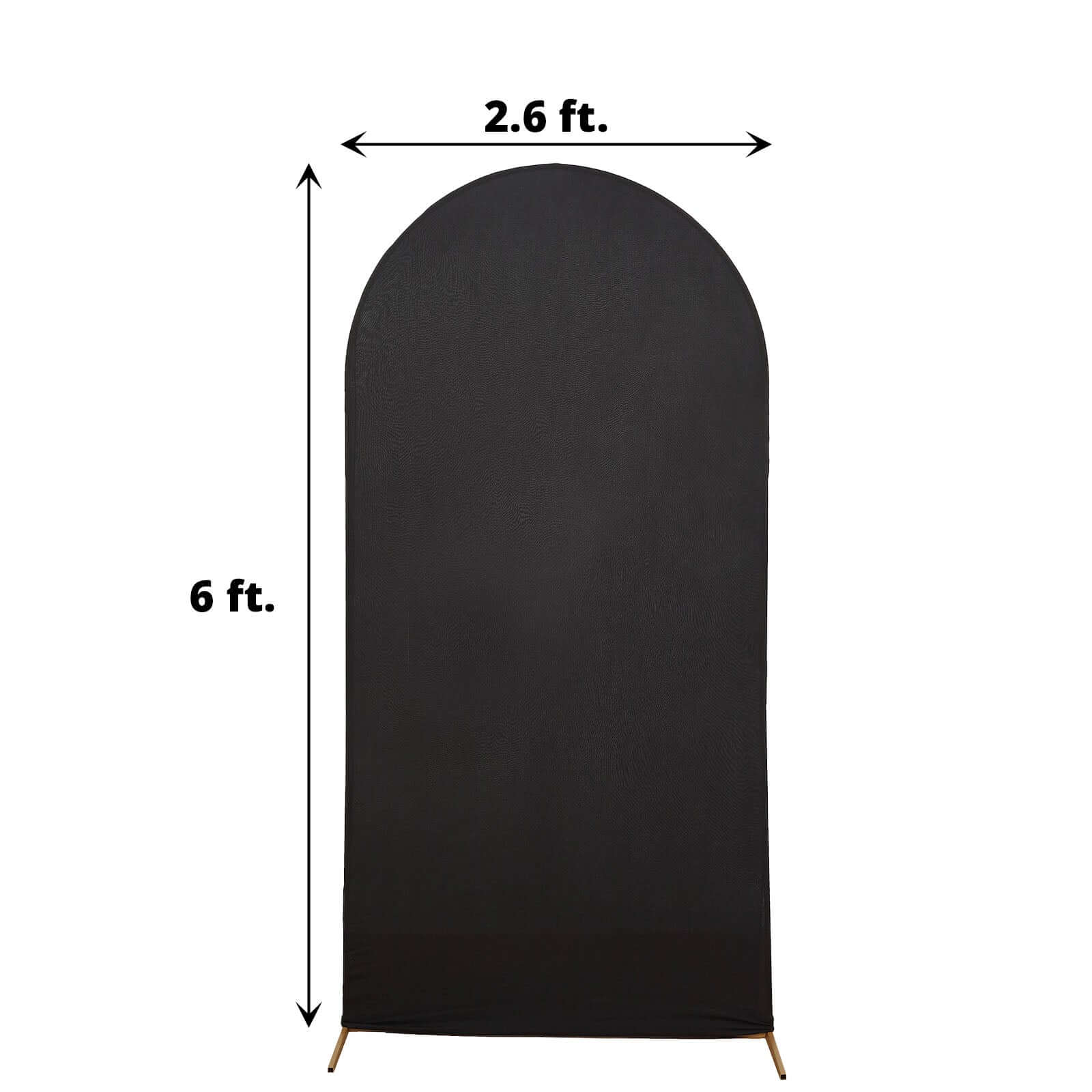 6ft Double-Sided Matte Black Spandex Fitted Cover for Round Top Wedding Arch Stand - Ideal Decor