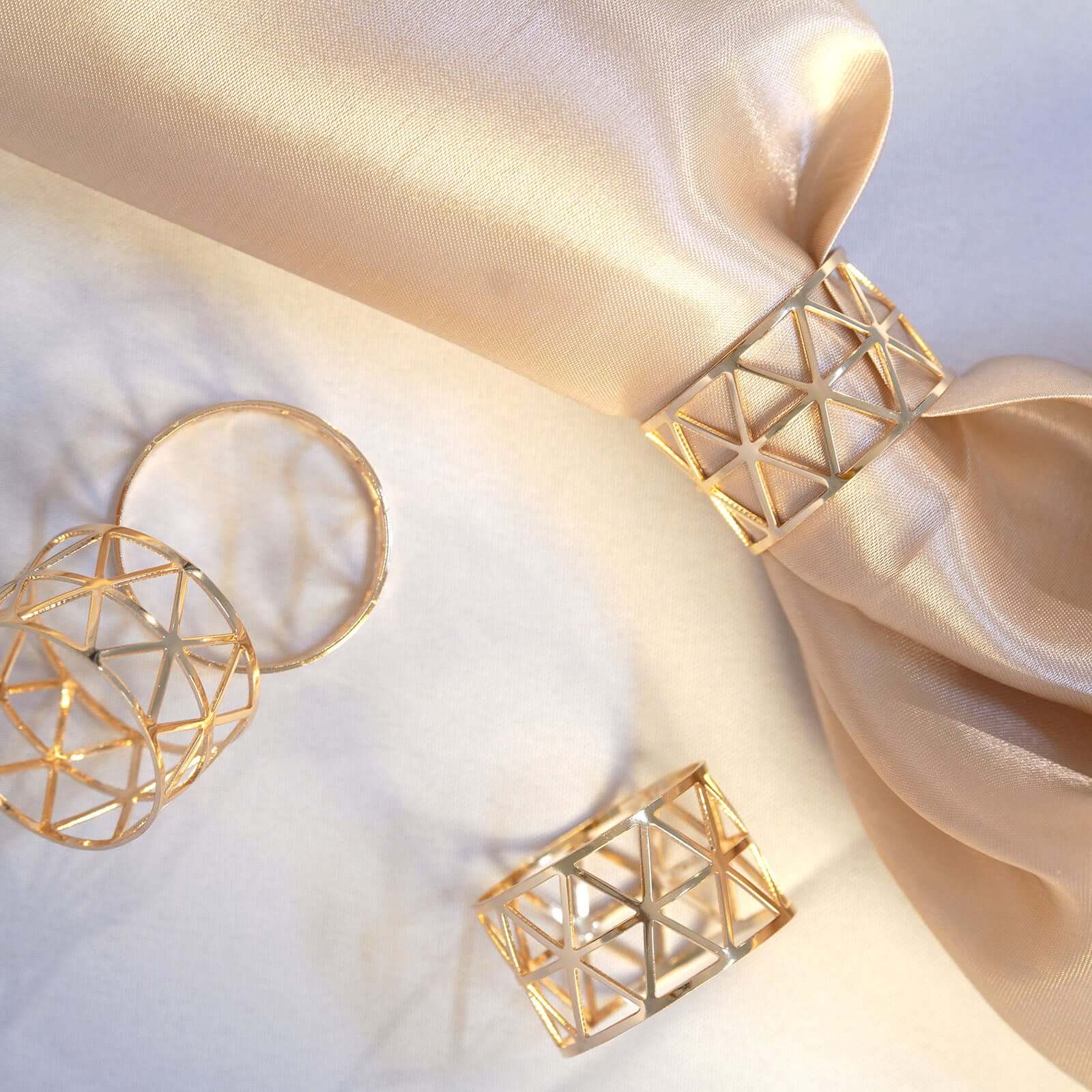 5-Piece Set of Stunning Metallic Gold Geometric Paper Napkin Rings