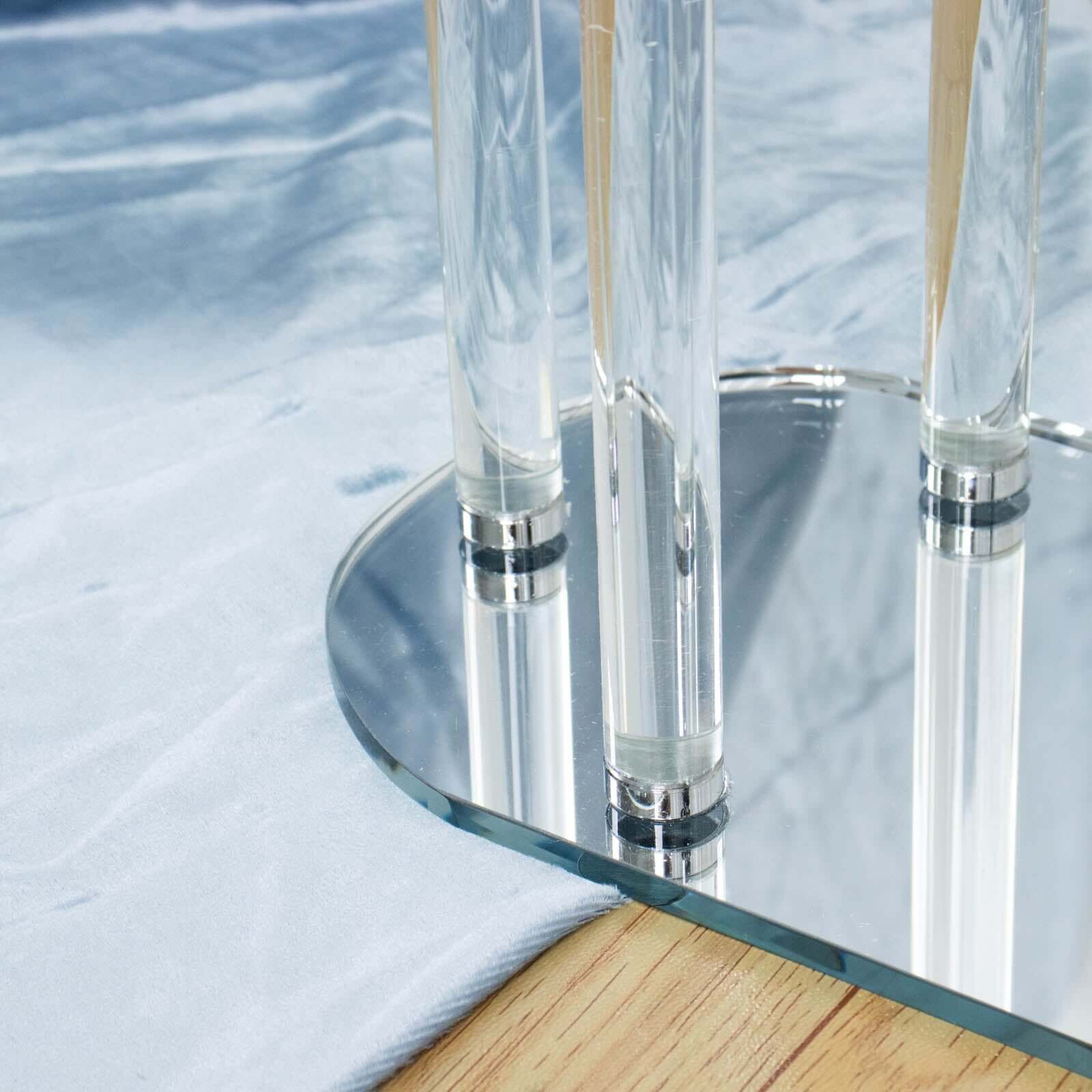7-Arm Clear Crystal Candelabra with Hurricane Shades - Perfect Wedding Centerpiece