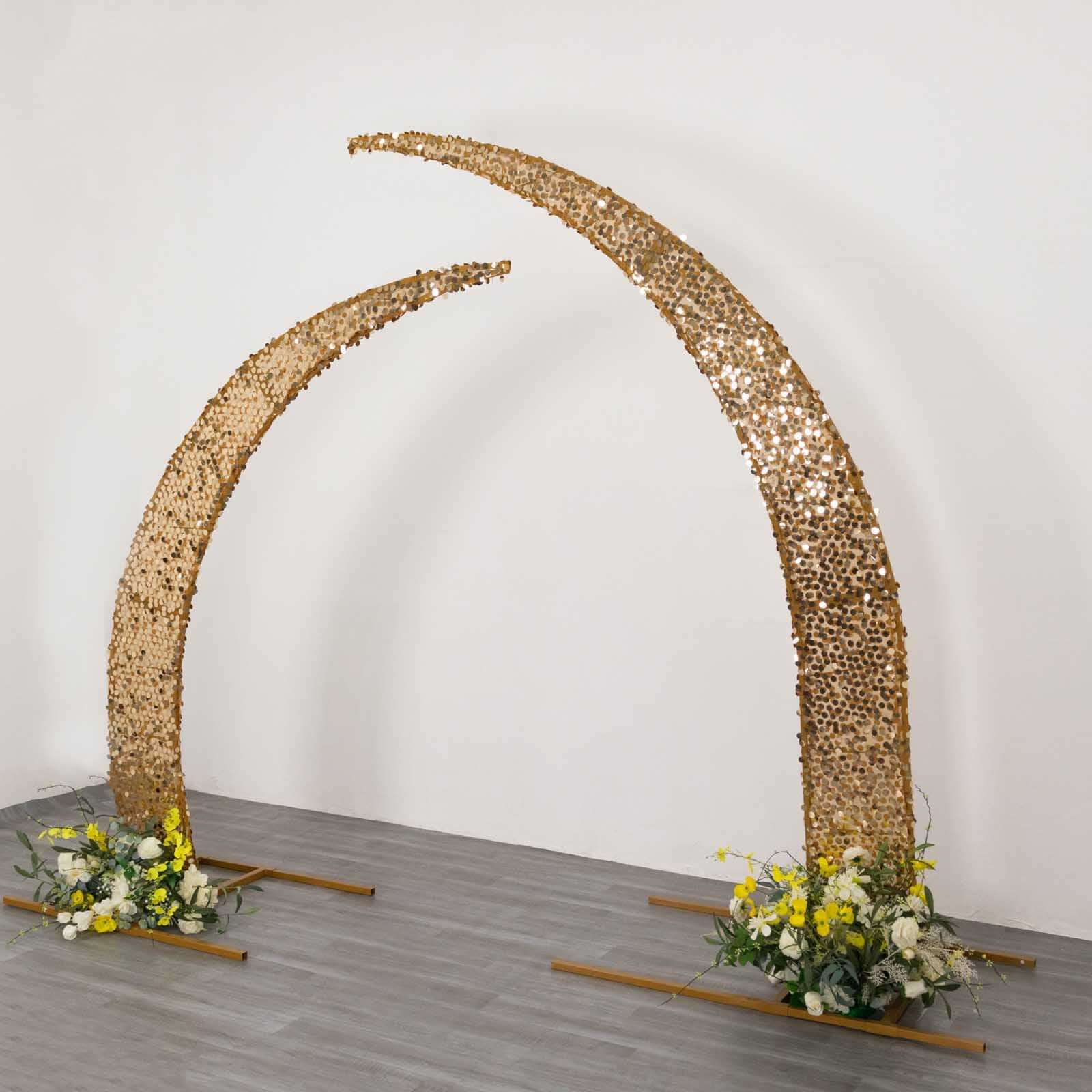 Sparkly 2-Piece Gold Payette Sequin Wedding Arch Covers - 6.5ft & 8ft