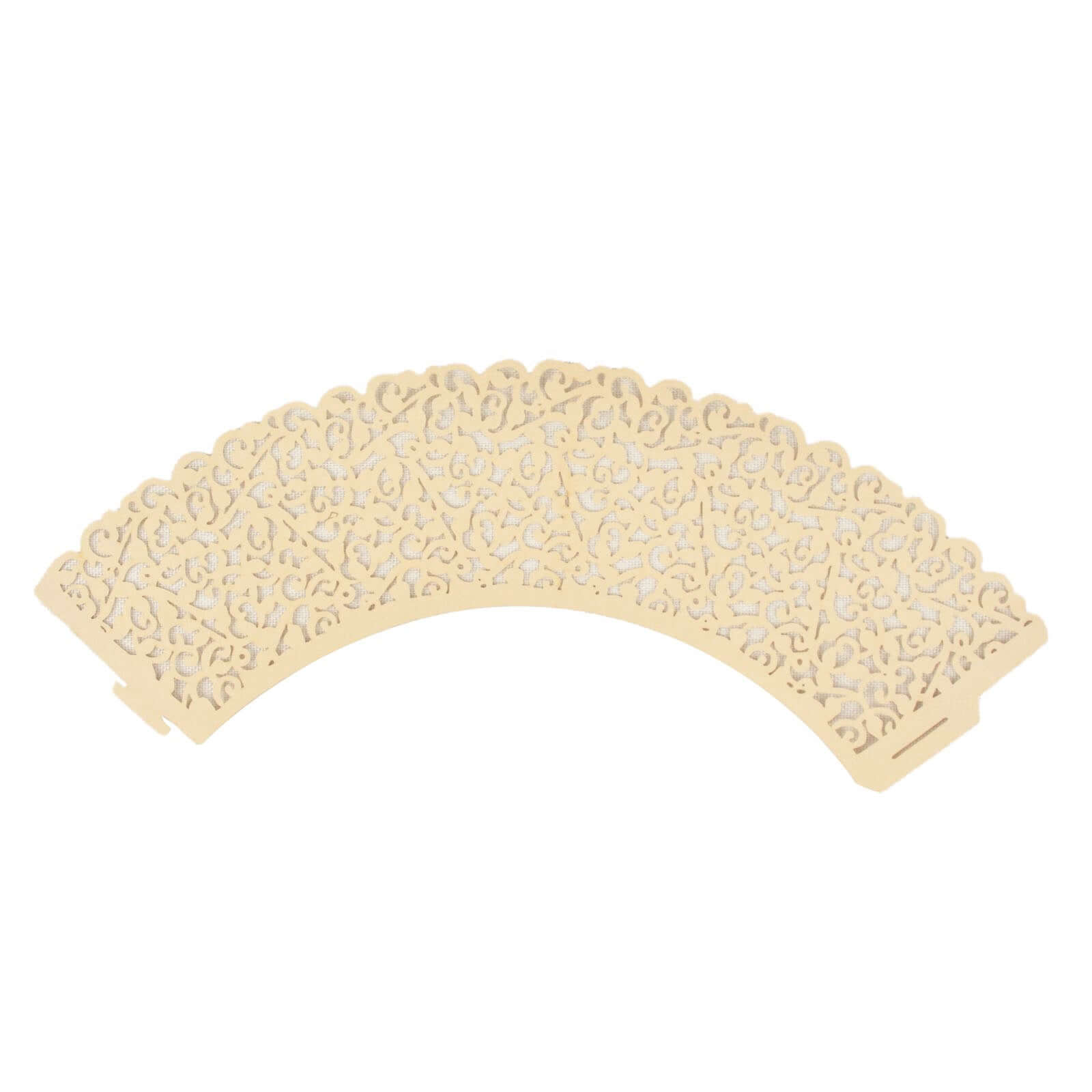 25-Pack Ivory Lace Laser Cut Paper Cupcake Wrappers - Ideal for Event Baking