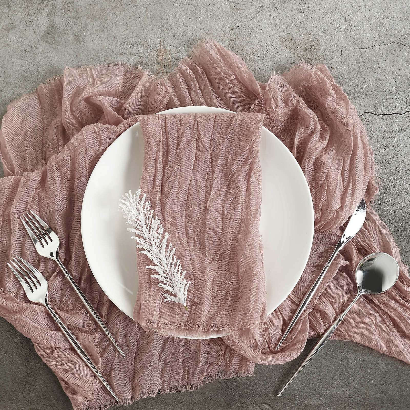 5-Pack Reusable Dusty Rose Gauze Cheesecloth Dinner Napkins - Great Deal!