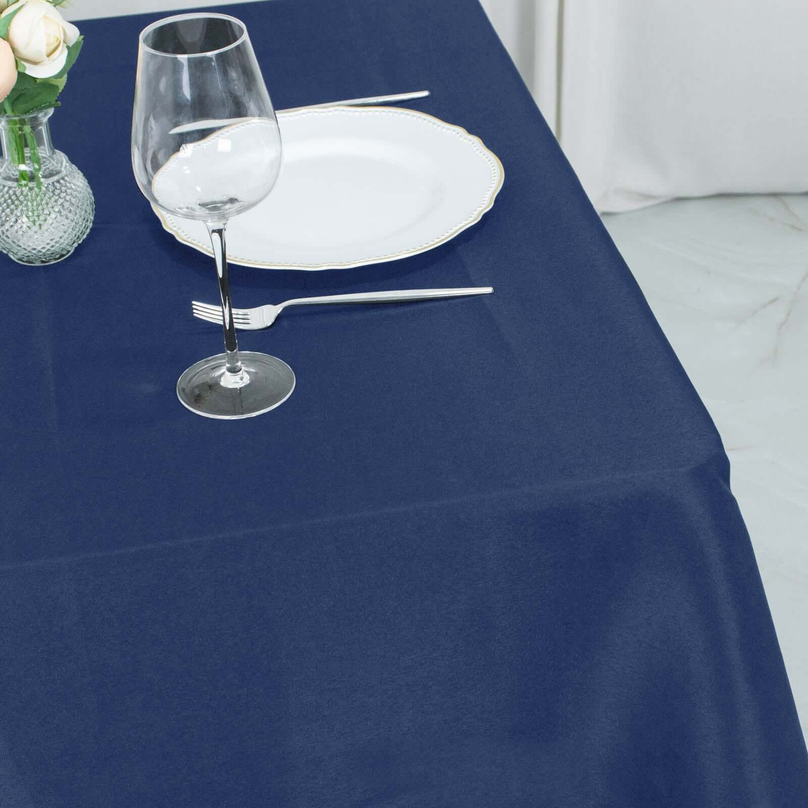 Wrinkle-Resistant 220GSM Navy Blue 70x70 Premium Polyester Square Table Cover