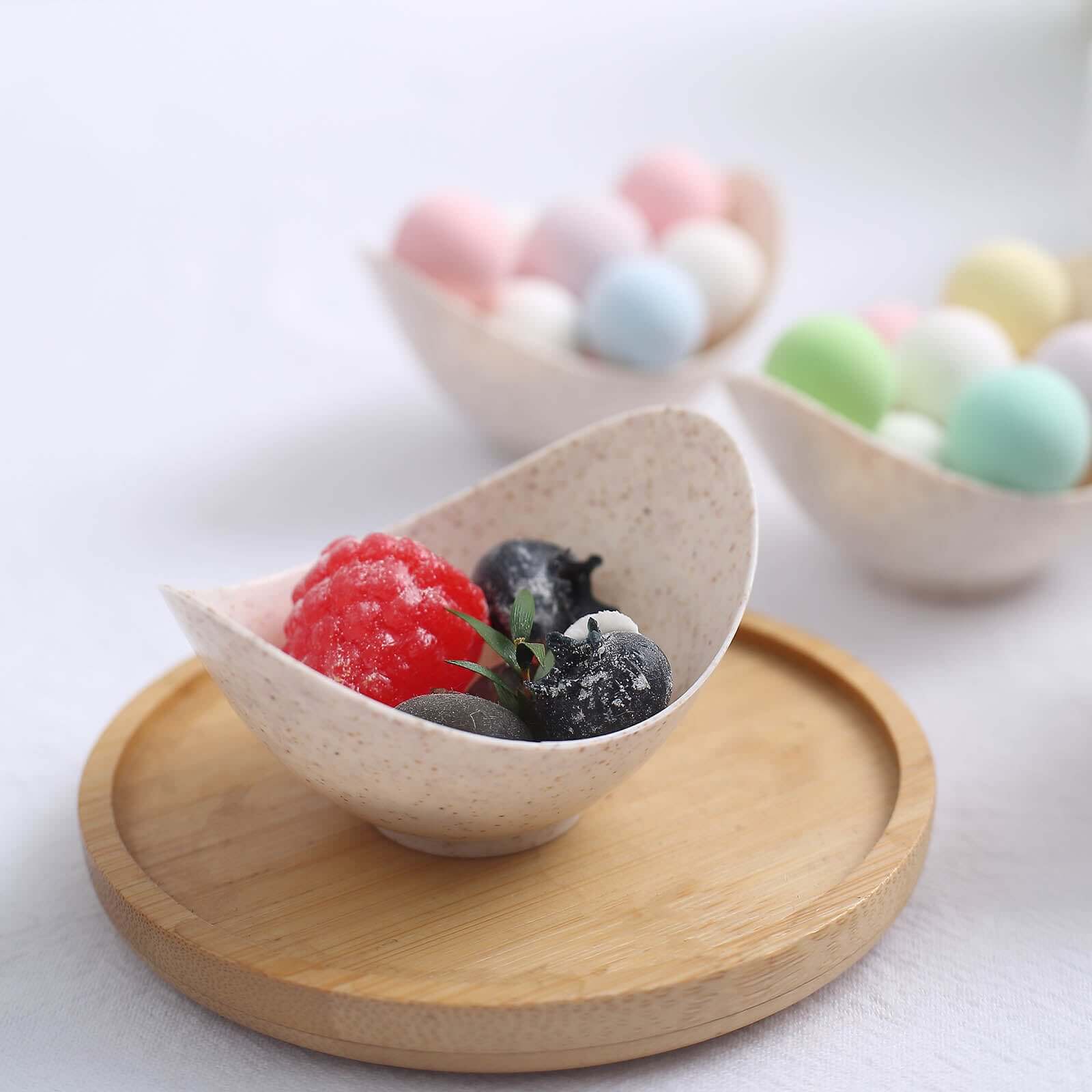 24-Pack Biodegradable Mini Wheat Straw Fiber Dessert Cups - Ideal for Ice Cream
