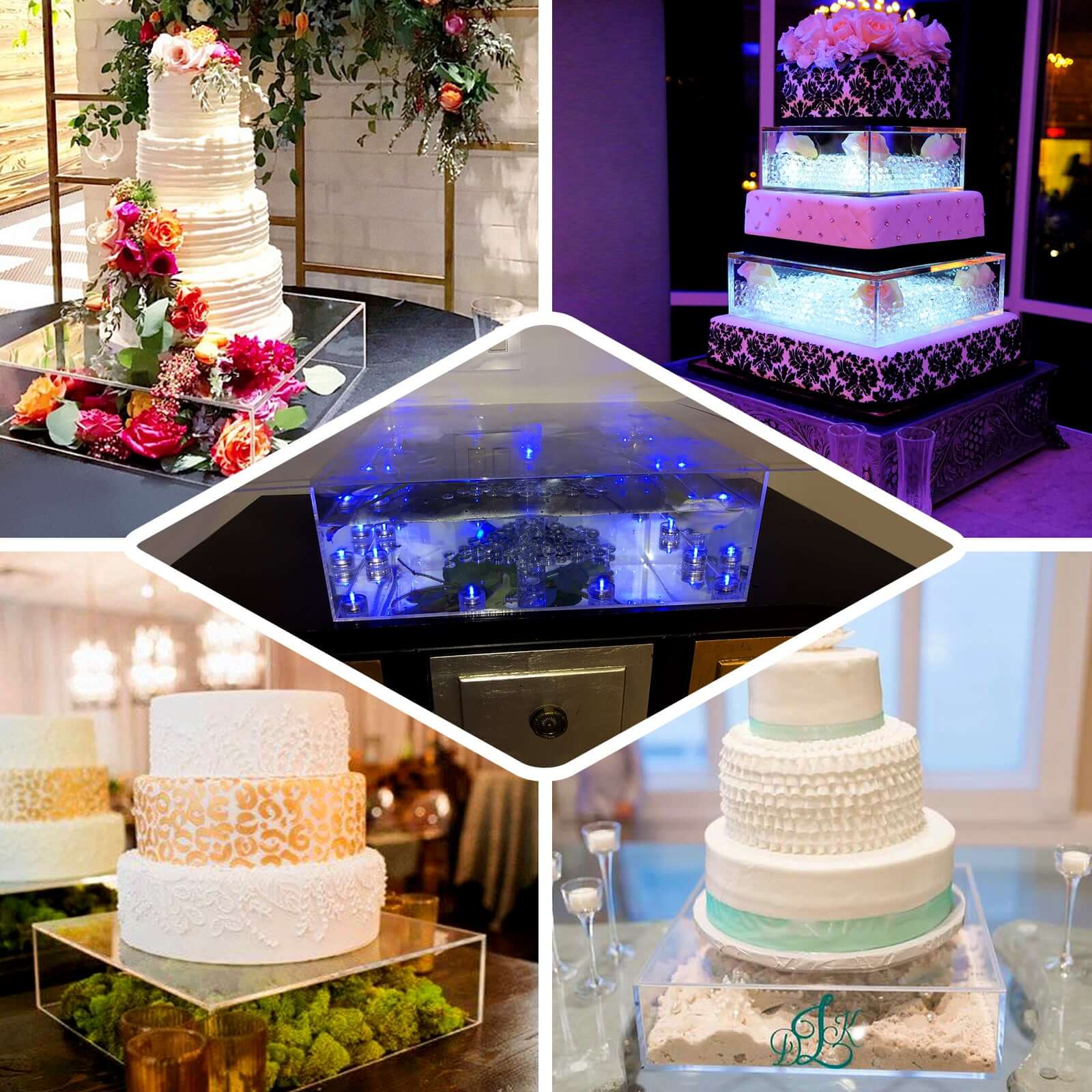Hot Sale! 14x14 Acrylic Rose Gold Cake Box Stand for Dessert & Event Display