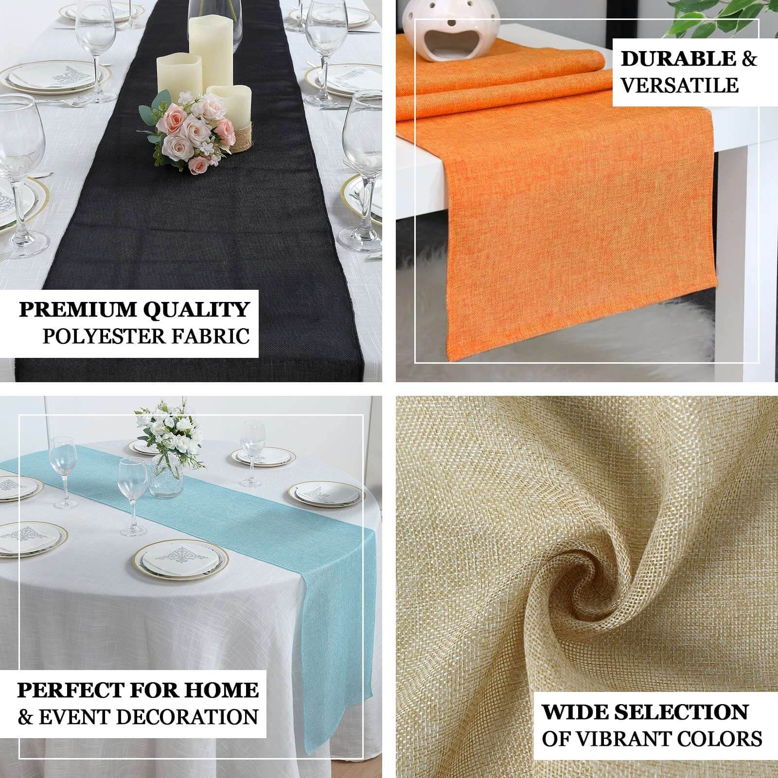 Hot! Natural Faux Linen 14x108 Table Runner for Rustic Decor