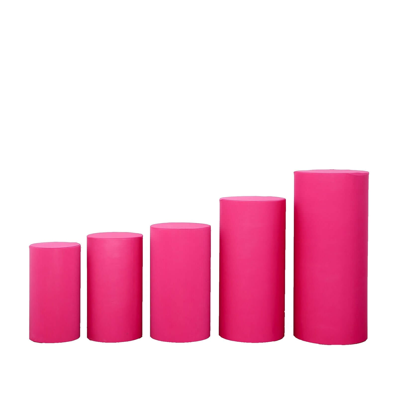 Hot Deal! Set of 5 Fuchsia Stretchable 160 GSM Spandex Cylinder Pedestal Stand Covers