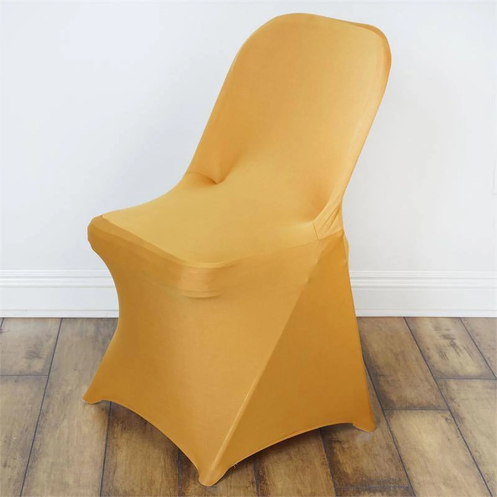 10-Pack Gold Stretch Spandex Slipcovers for Folding Chairs - Durable 160GSM for Events