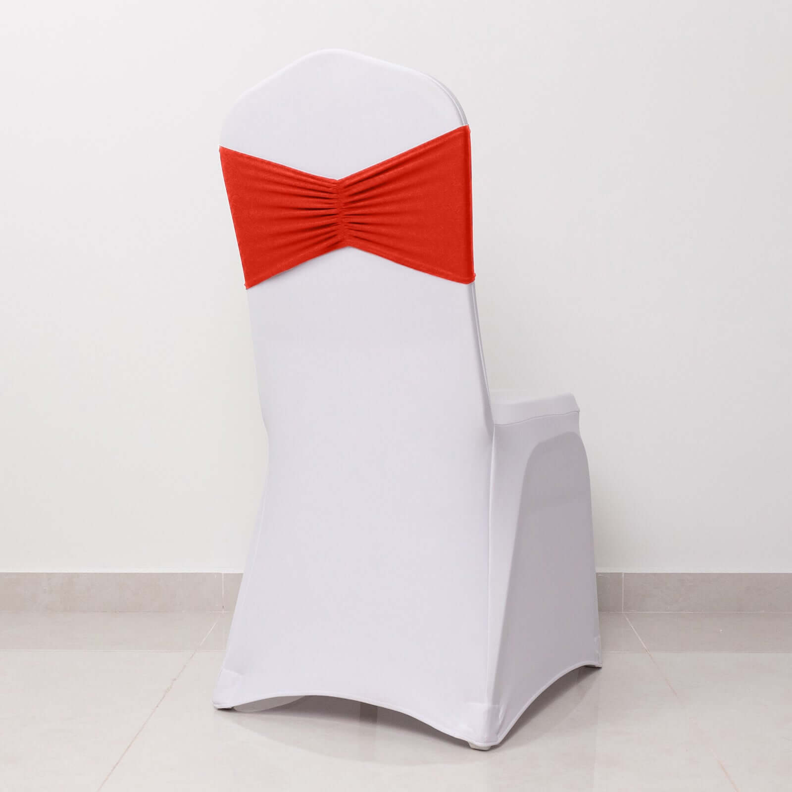 5-Pack Red Ruffled Spandex Chair Sashes - Wide & Easy Stretch Bands