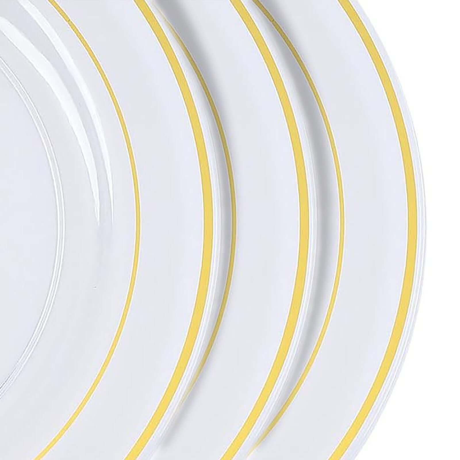 Hot Deal! 10-Pack of Clear Plastic Dinner Plates with Elegant Gold Rim - Ideal Disposable Party Plates (10-inch)