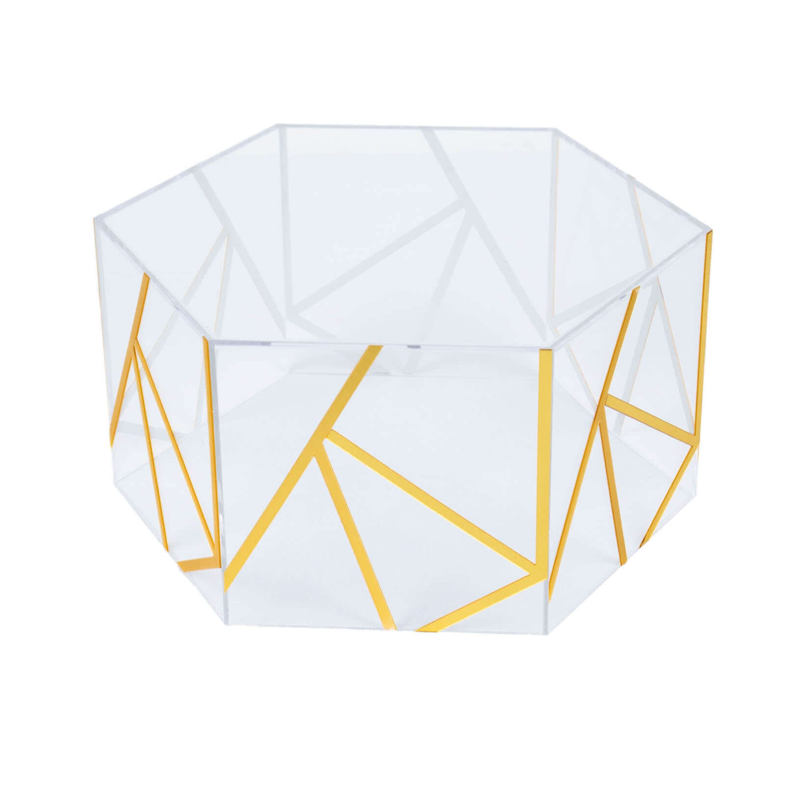 10x5 Clear and Gold Acrylic Hexagonal Cake Stand for Decorative Event Display