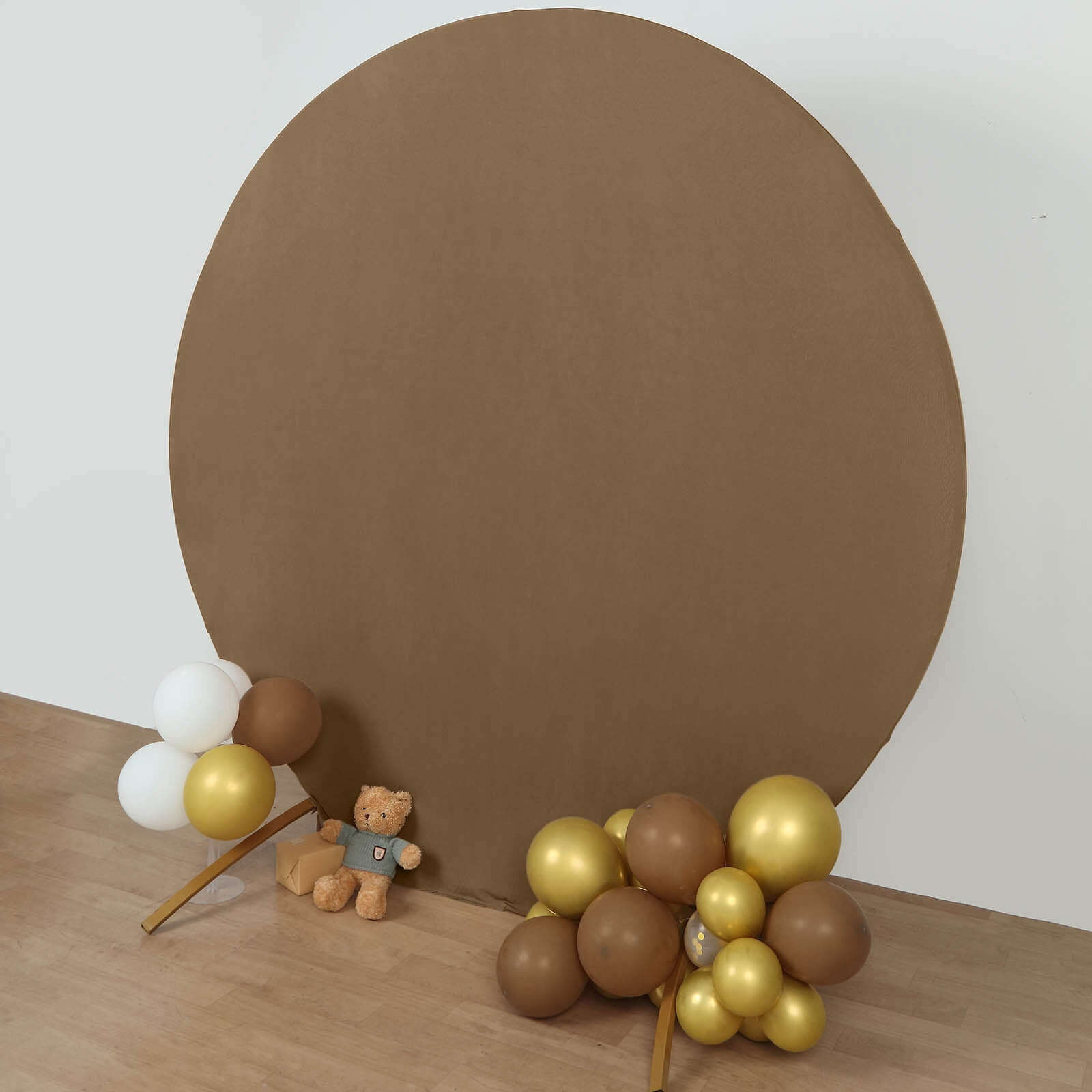 Get This 7.5ft Taupe Round Spandex Party Backdrop Stand Cover for Your Special Events