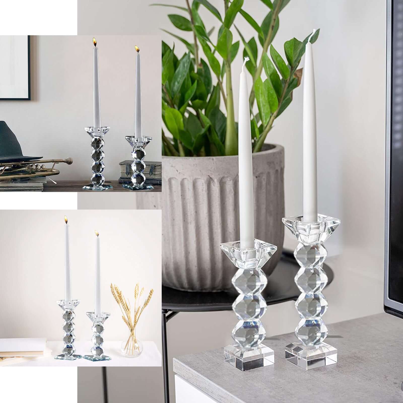 7-Inch Tall Premium Gemcut Crystal Glass Votive Candle Holder for Decorative Display