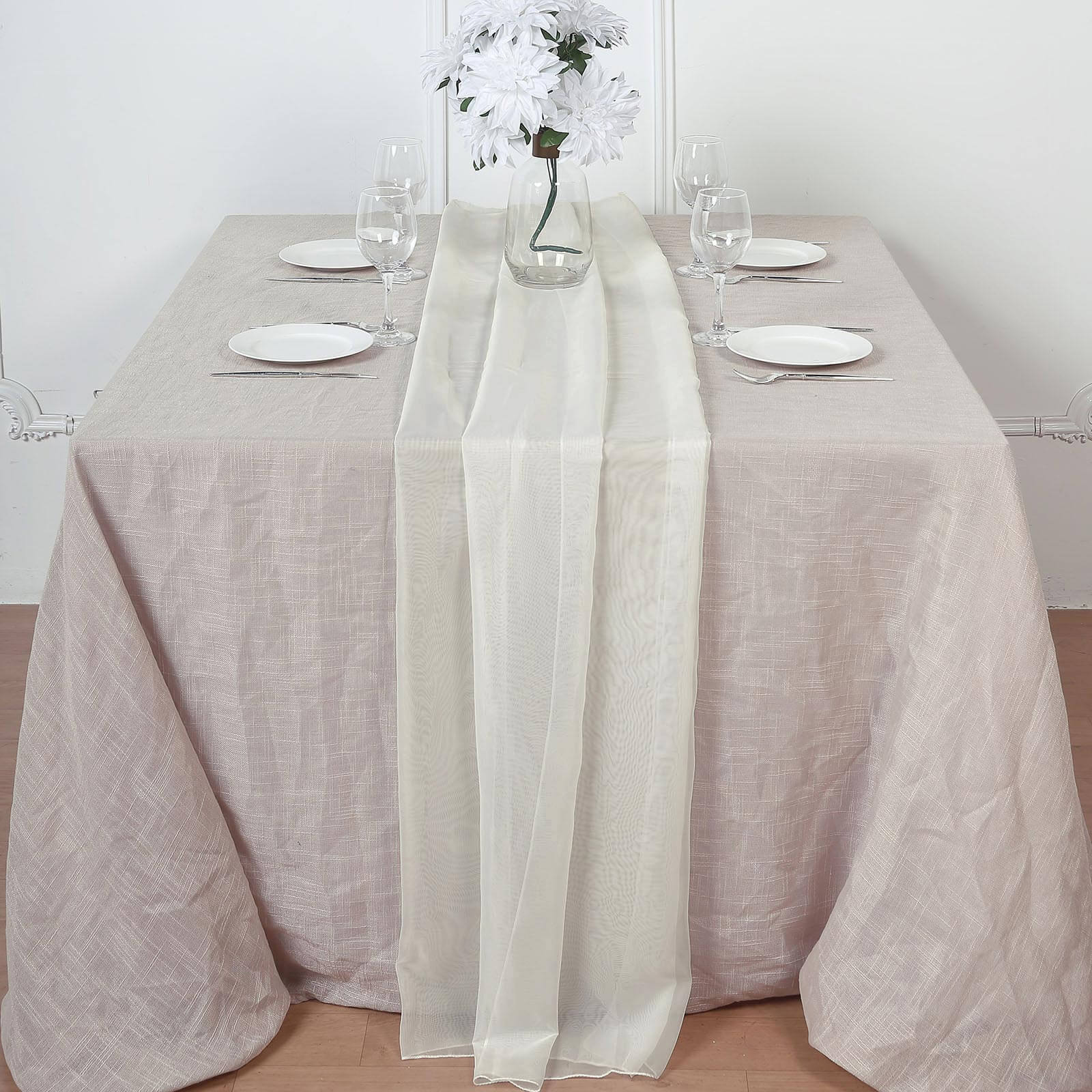 Luxurious Ivory 6ft Premium Chiffon Table Runner - Light & Flowy Decor