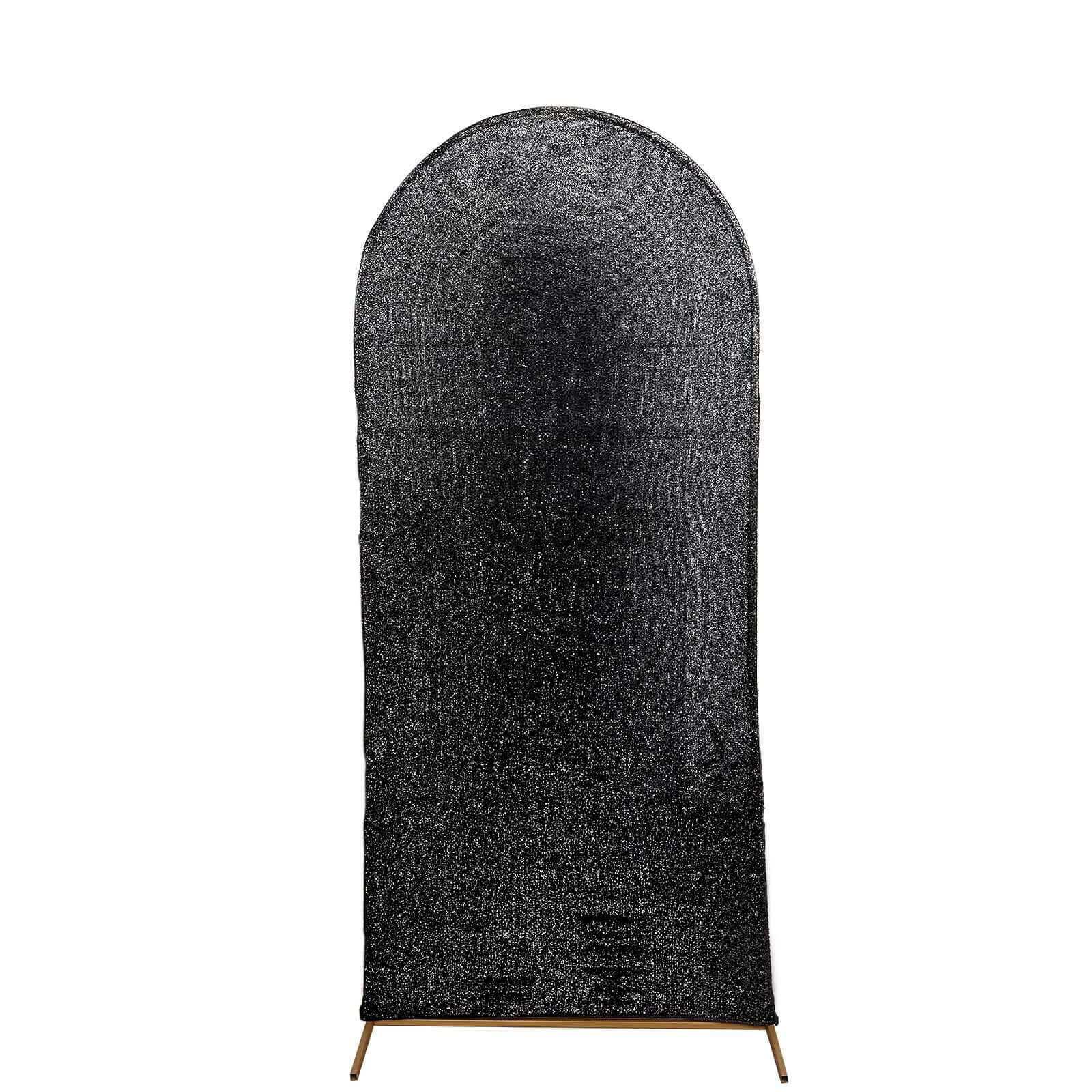 6ft Black Shimmer Tinsel Spandex Backdrop Cover for Round Top Wedding Arch - Ideal Choice