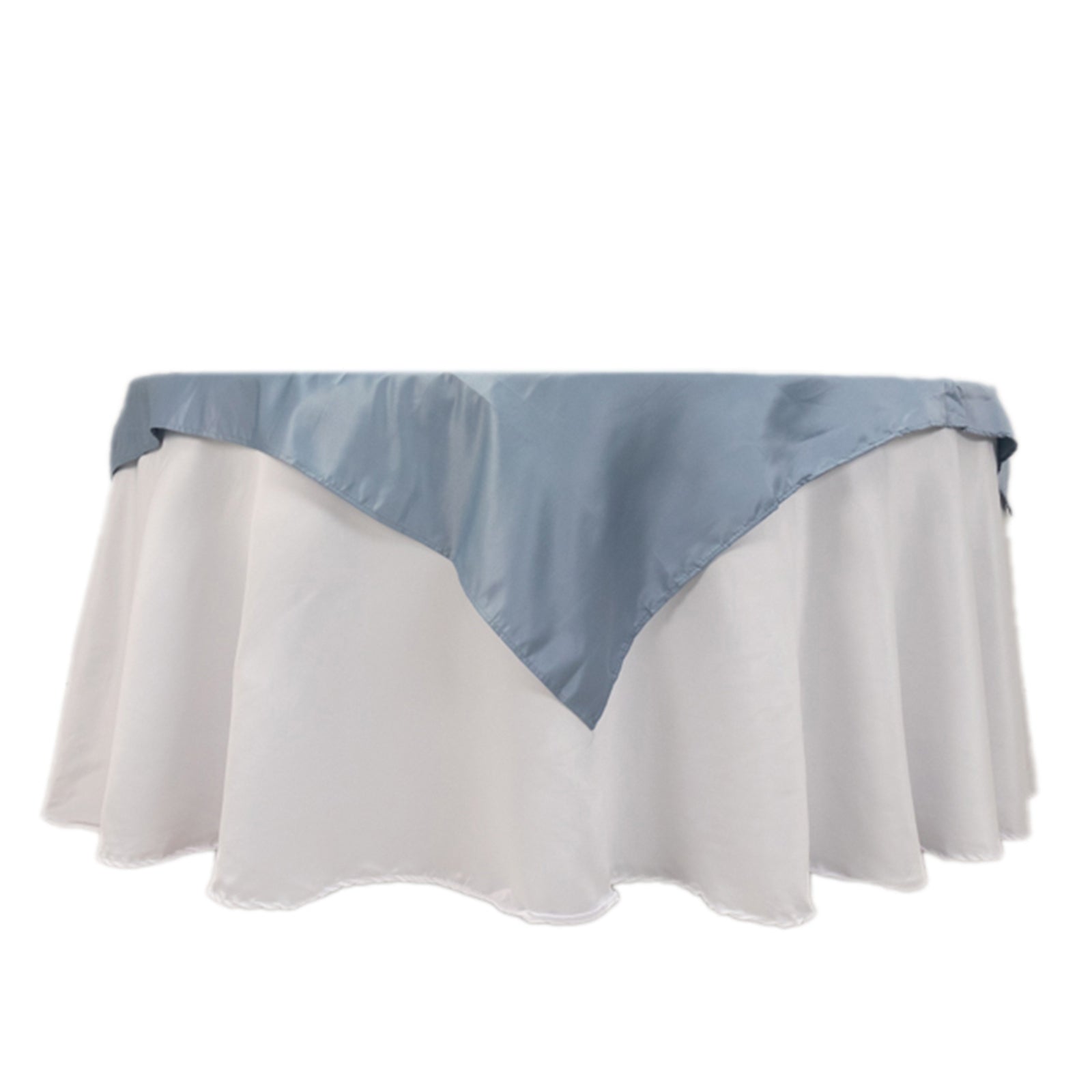 Exclusive Dusty Blue Lamour Satin 54x54 Square Table Overlay - Durable & Silk-Like