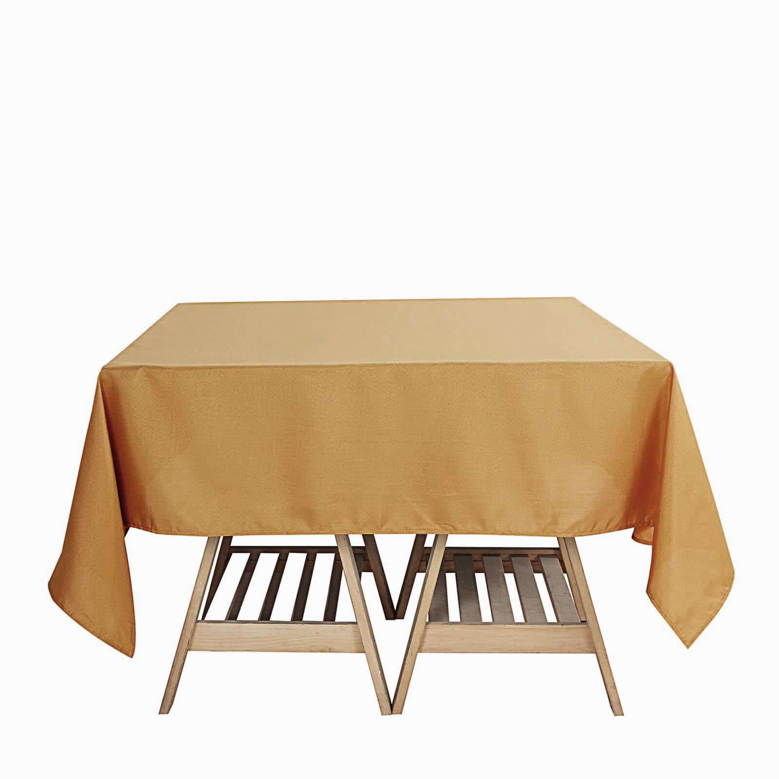 Durable Gold 70x70 Polyester Square Tablecloth - Wrinkle-Free