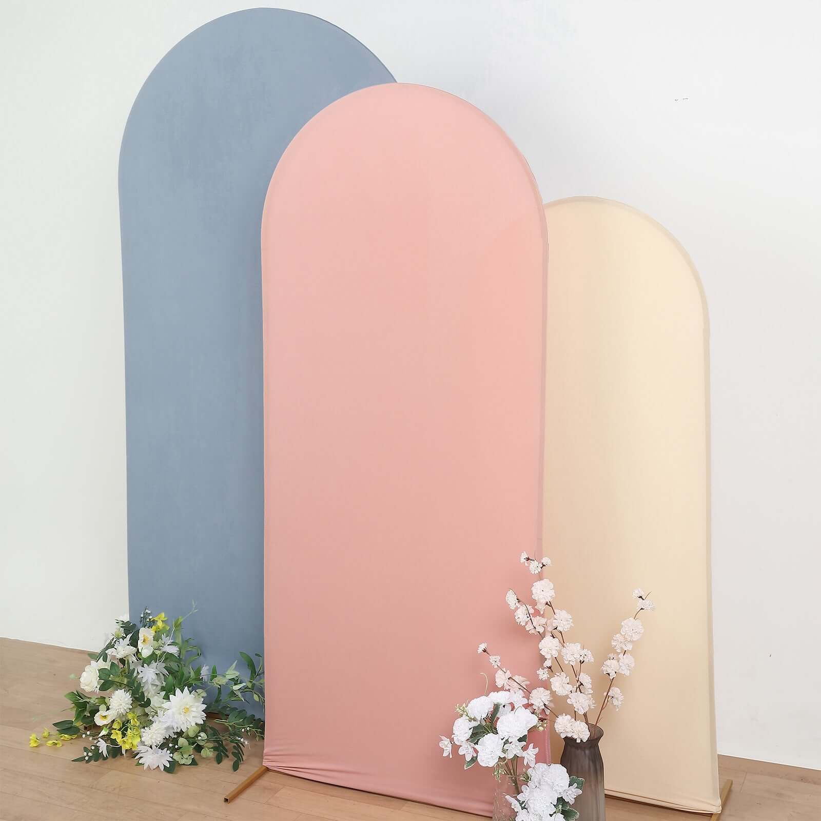 Hot Sale! 6ft Double - sided Dusty Rose Spandex Wedding Arch Backdrop Stand Cover