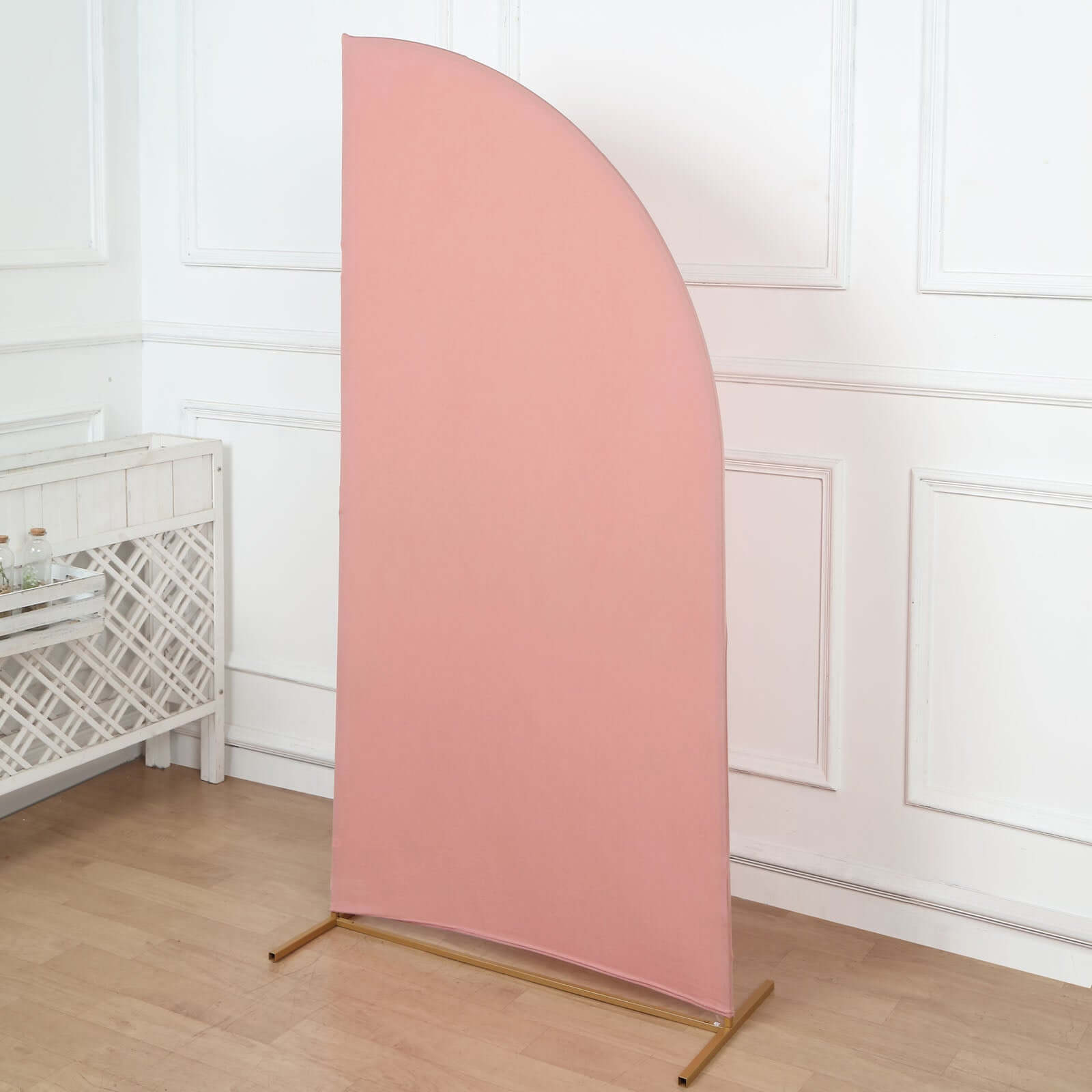 Custom-Fitted 6ft Matte Dusty Rose Spandex Half Moon Chiara Wedding Arch Backdrop Cover