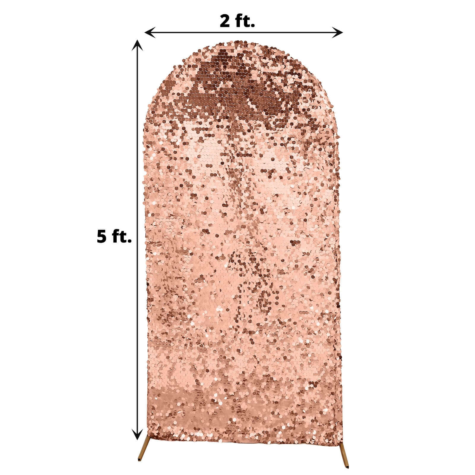 5ft Double-Sided Sparkly Rose Gold Payette Sequin Cover for Round Top Wedding Arch