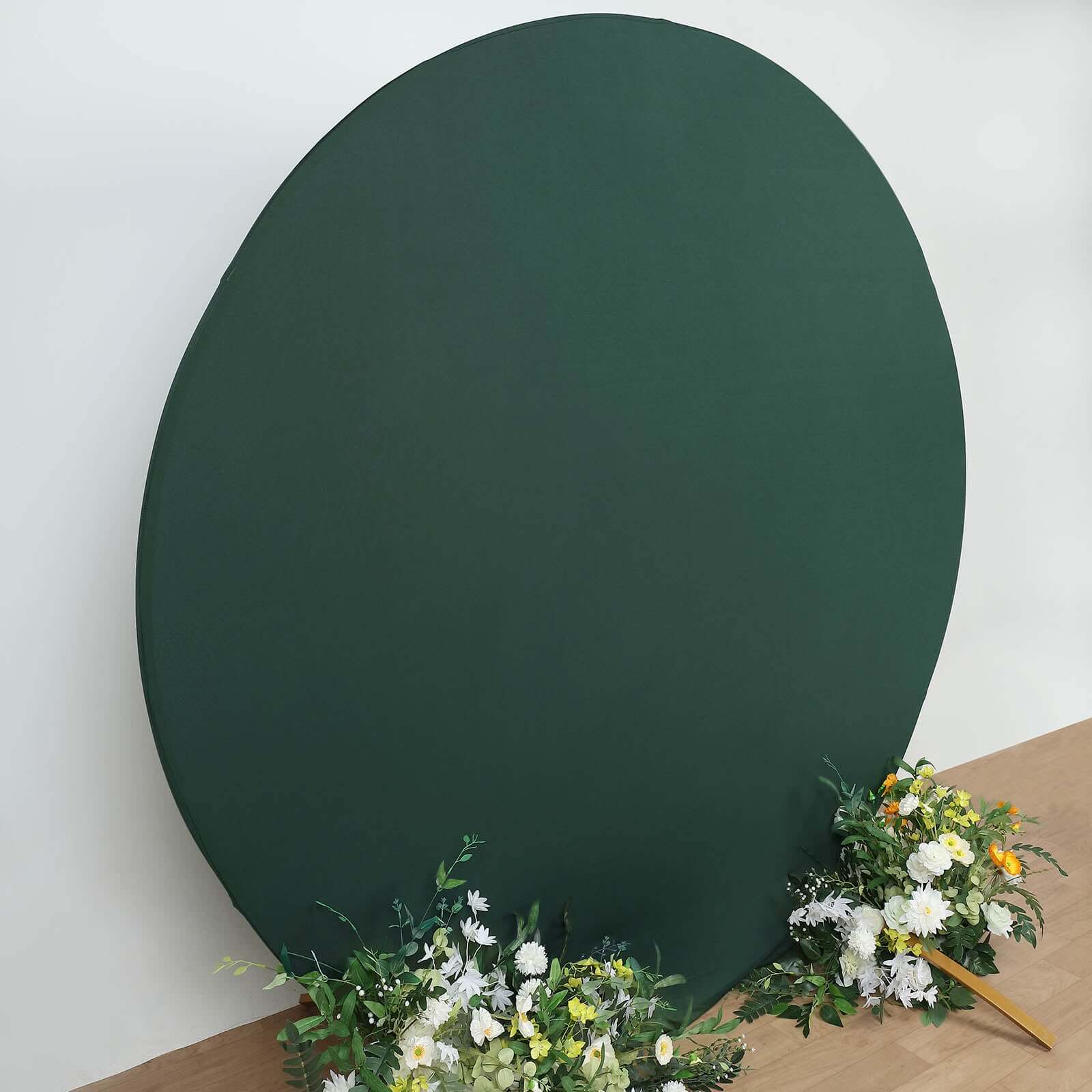 Get This 7.5ft Double - Sided Matte Hunter Emerald Green Spandex Round Party Backdrop Cover Now