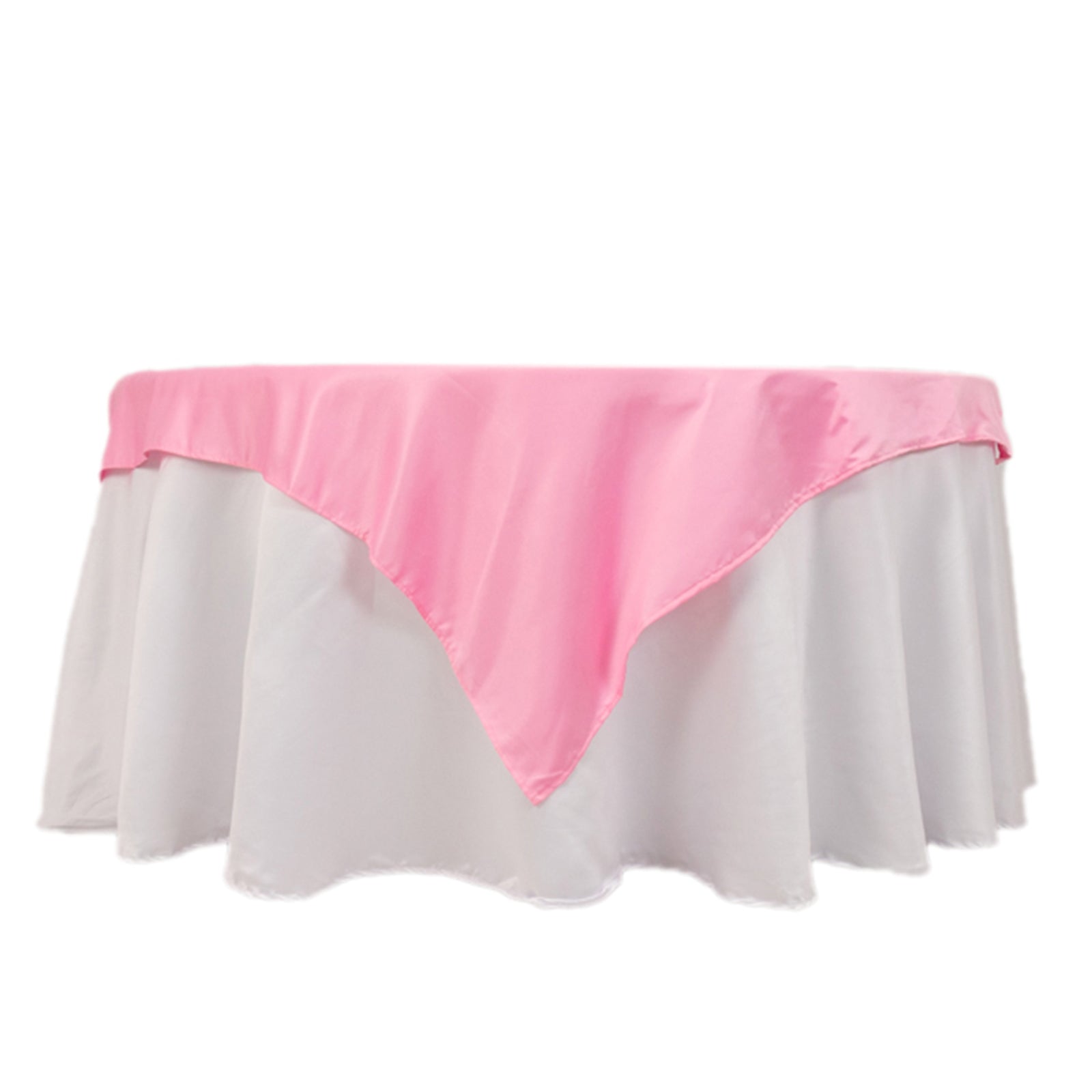 Pink Lamour Satin 54x54 Square Table Overlay - Durable Silk-Like Table Cover
