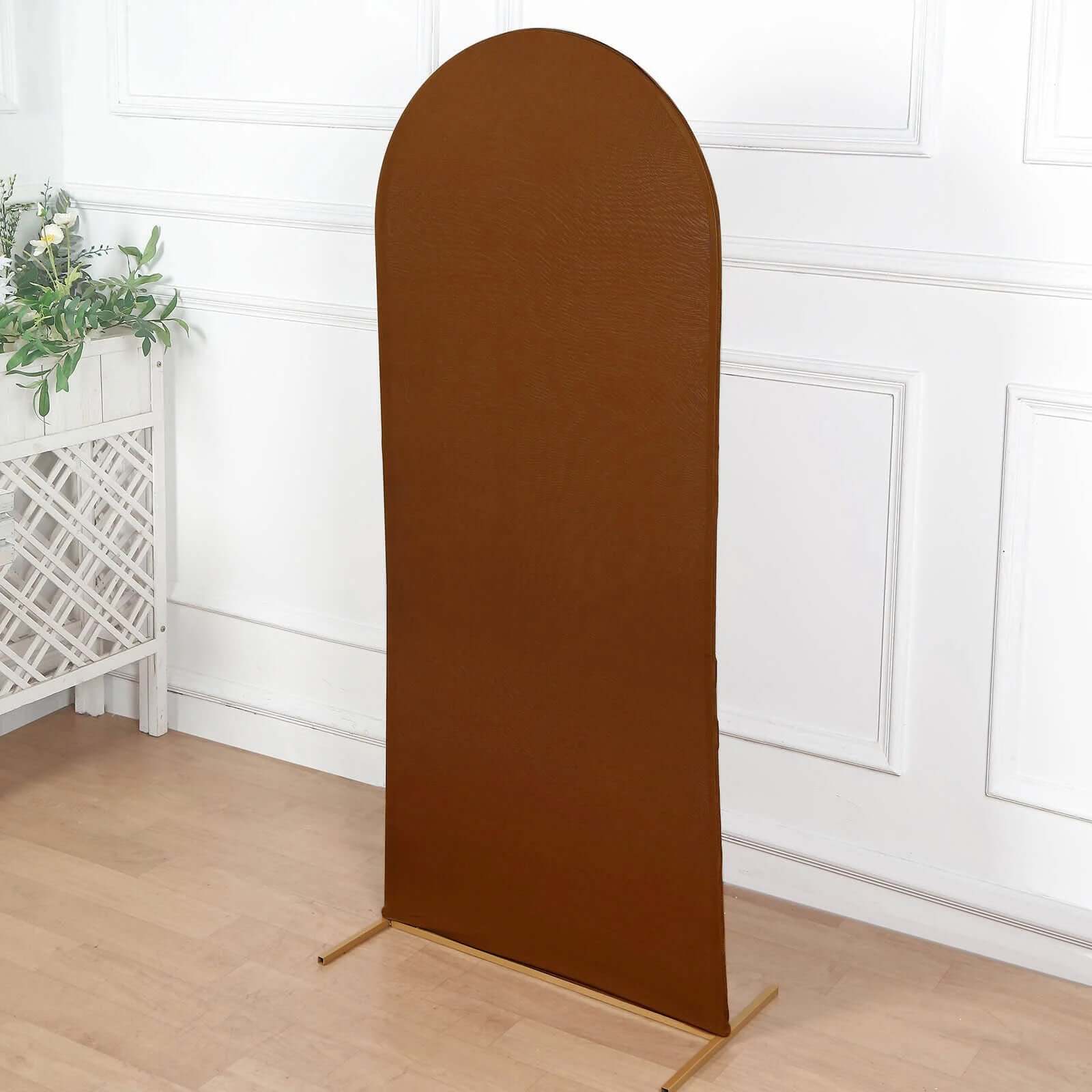 5ft Cinnamon Brown Spandex Fitted Cover for Round Top Wedding Arch - Ideal Decor