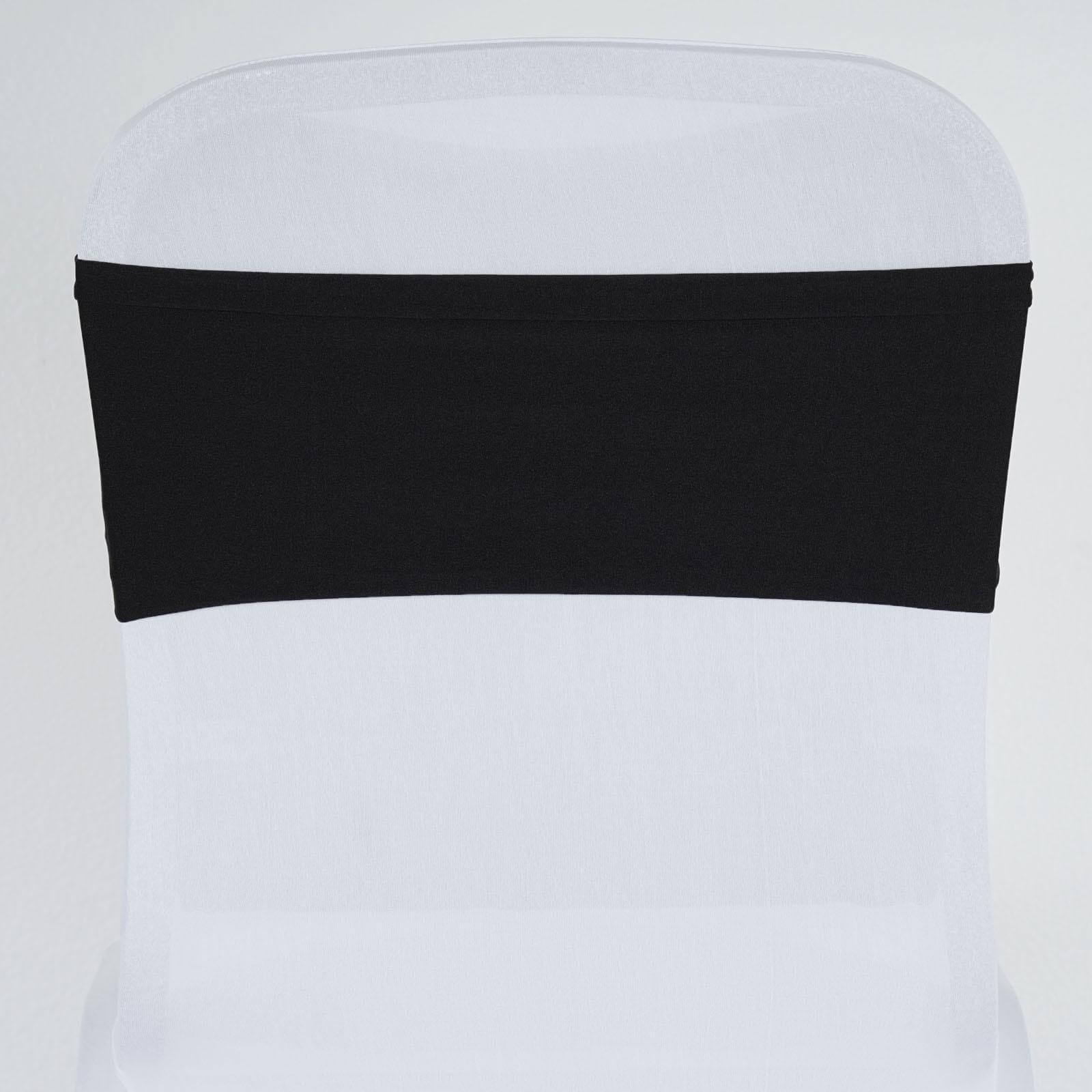 5-Pack Black Stretch Spandex Chair Sashes - Heavy Duty & Fitted