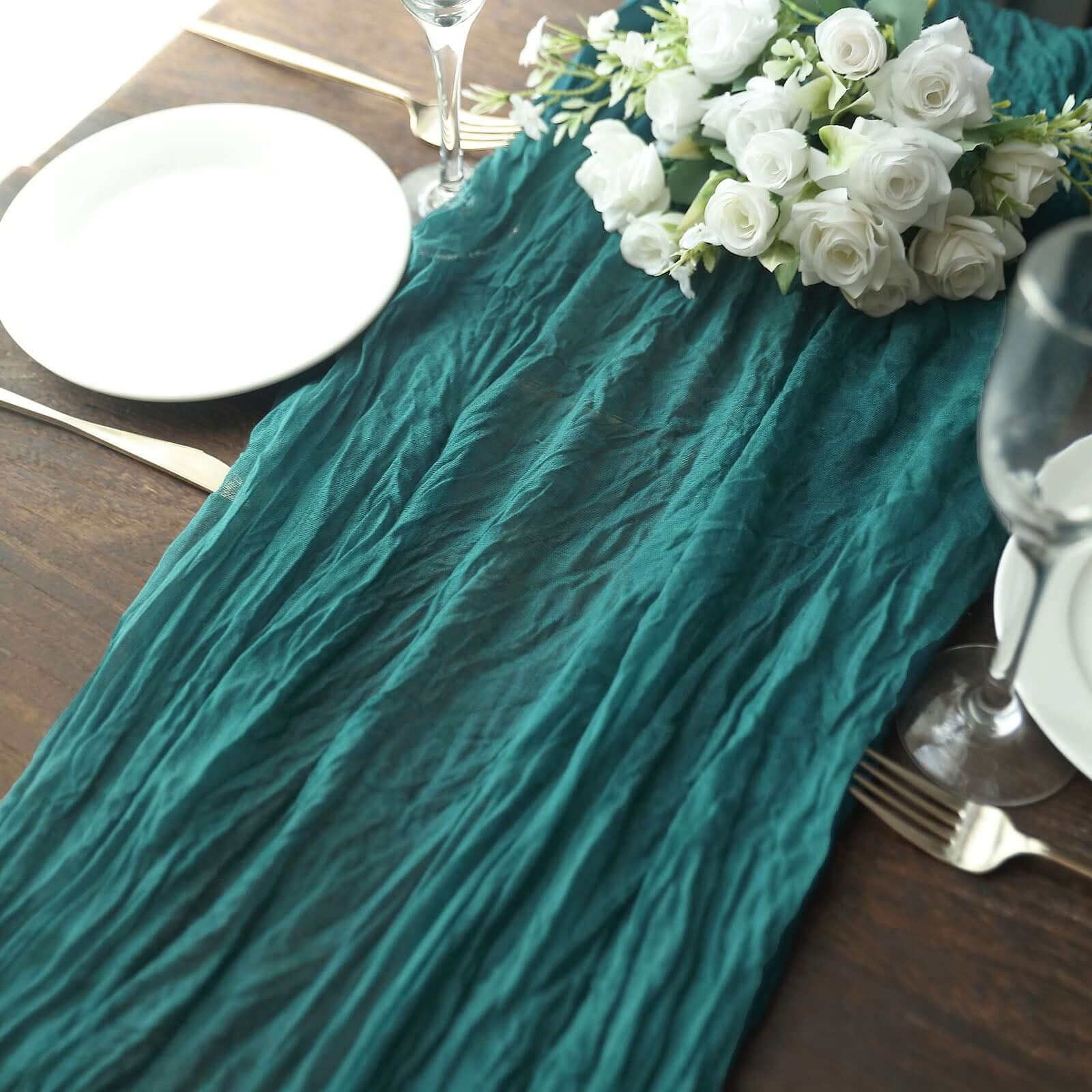 Hot Sale! 10ft Peacock Teal Gauze Cheesecloth Table Runner - Rustic Boho Style