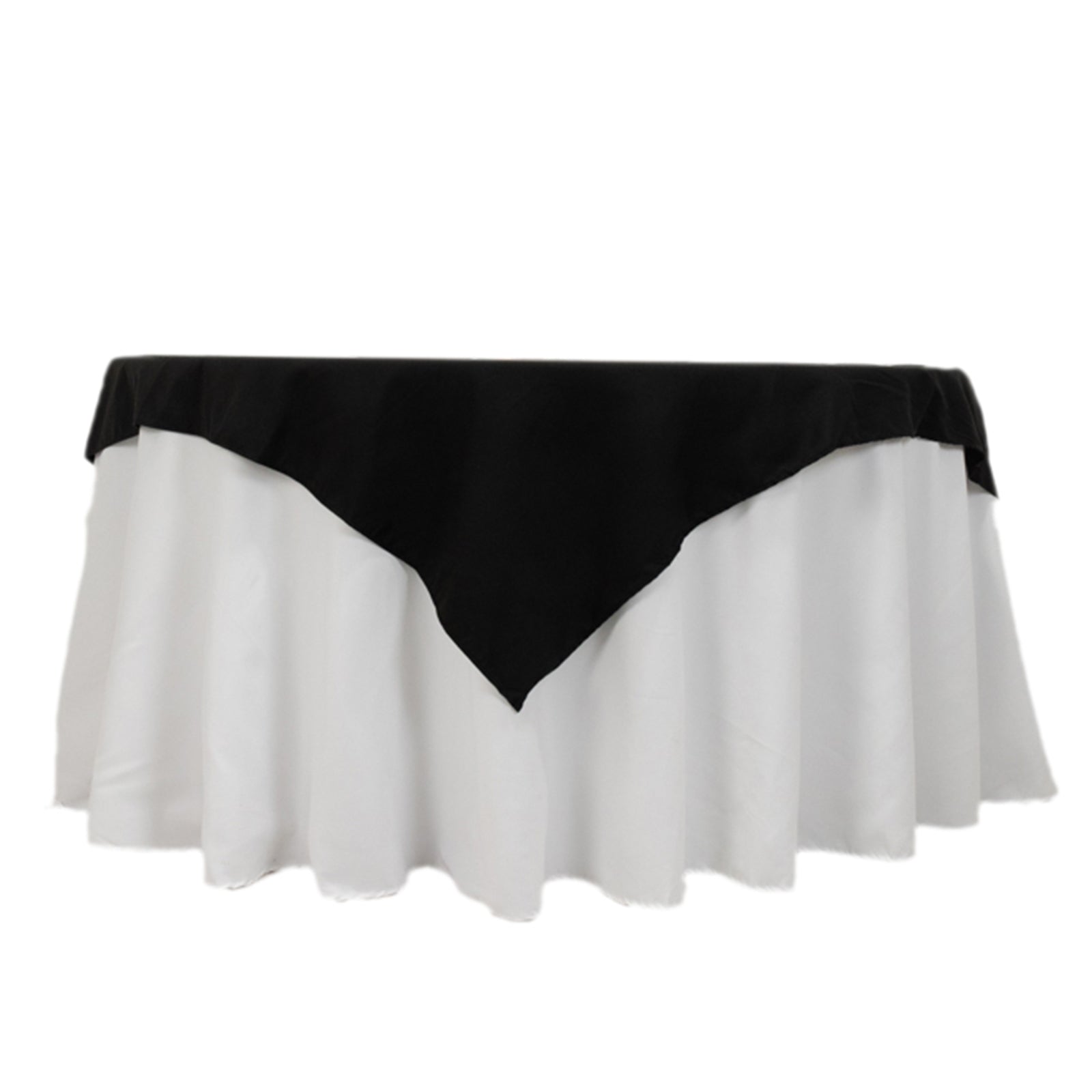 Wrinkle-Resistant Black Cotton Blend 54x54 Square Table Overlay for Modern Tables