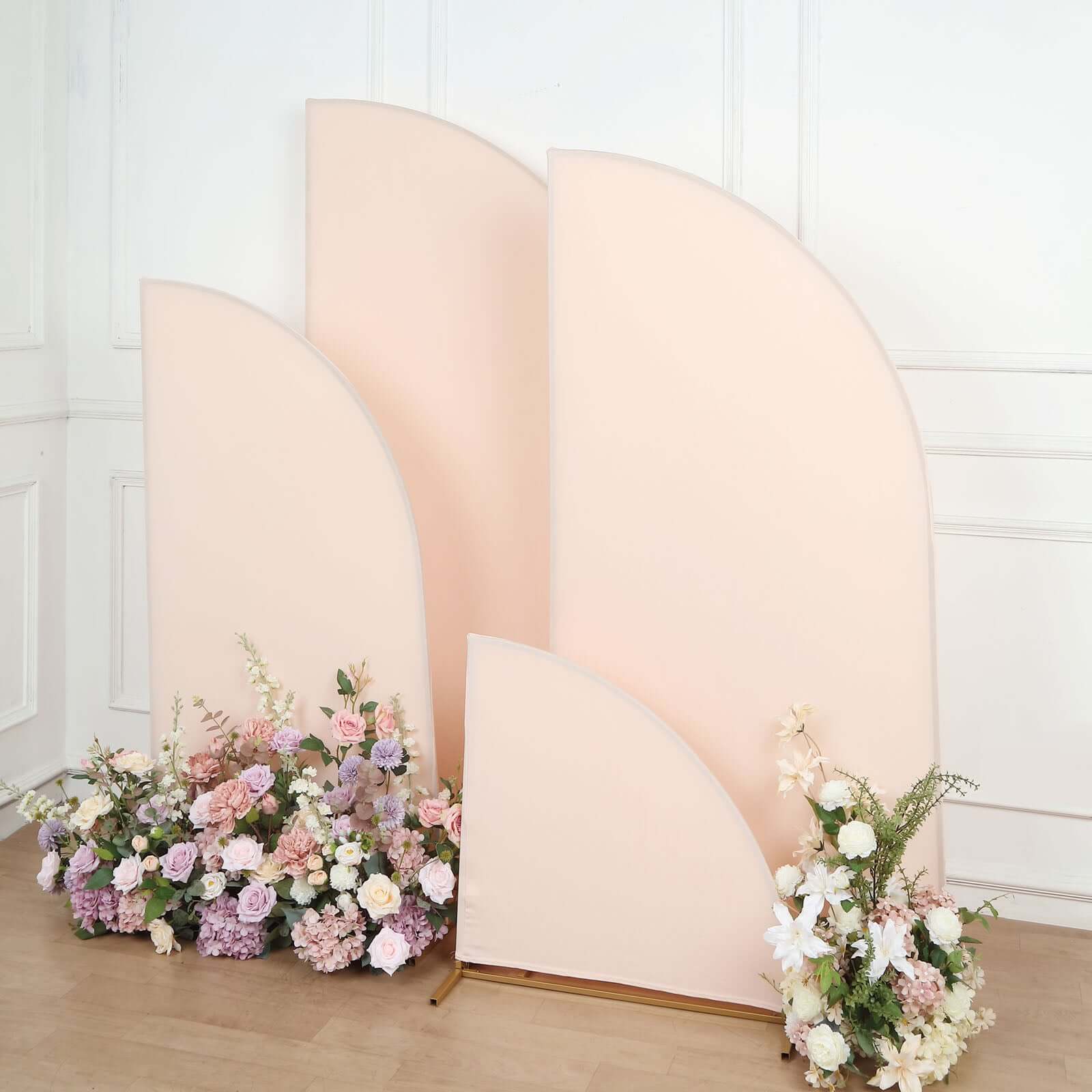 Hot Deal! Custom Fitted Set of 4 Matte Blush Spandex Half Moon Wedding Arch Covers in 4 Sizes
