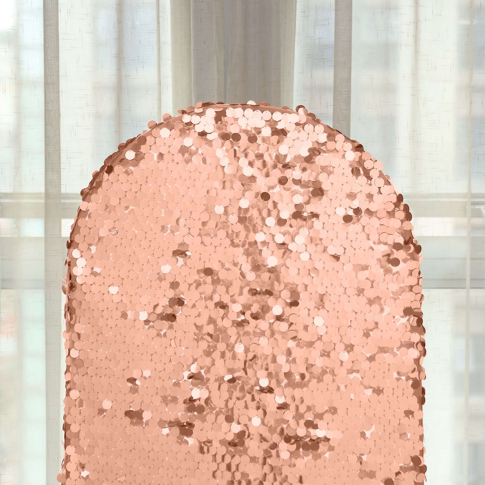 5ft Double-Sided Sparkly Rose Gold Payette Sequin Cover for Round Top Wedding Arch