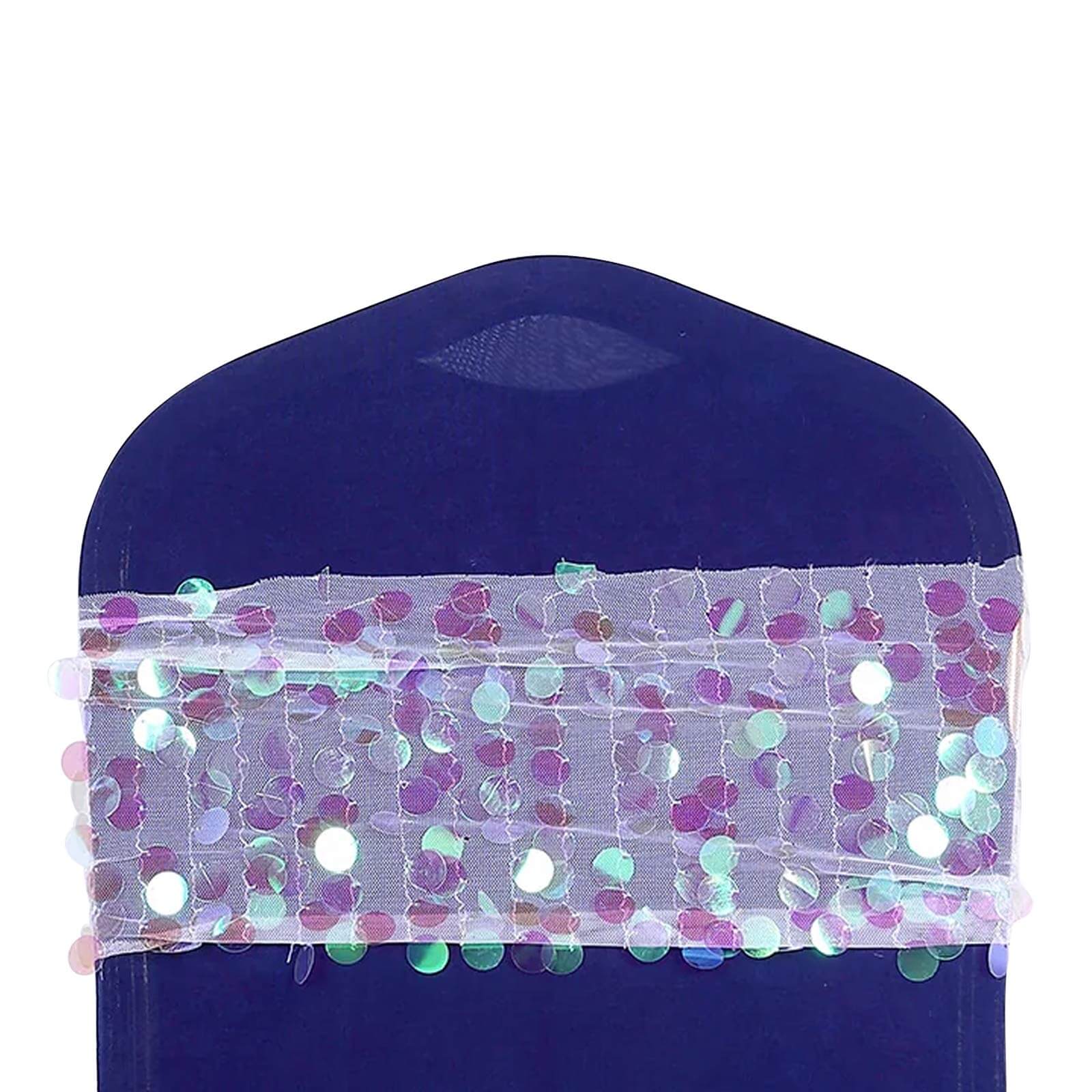 5-Piece Set of 13x10 Iridescent Payette Sequin Chair Sash Bands for Weddings & Events