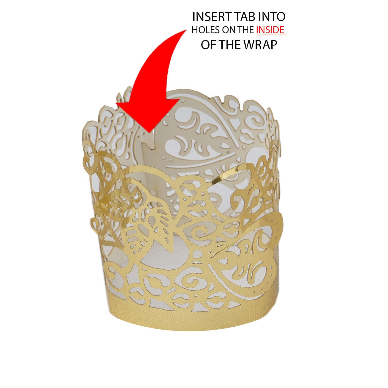 20-Pack Gold Foil Floral Lace Design Paper Wraps for Votive Tealight Candles